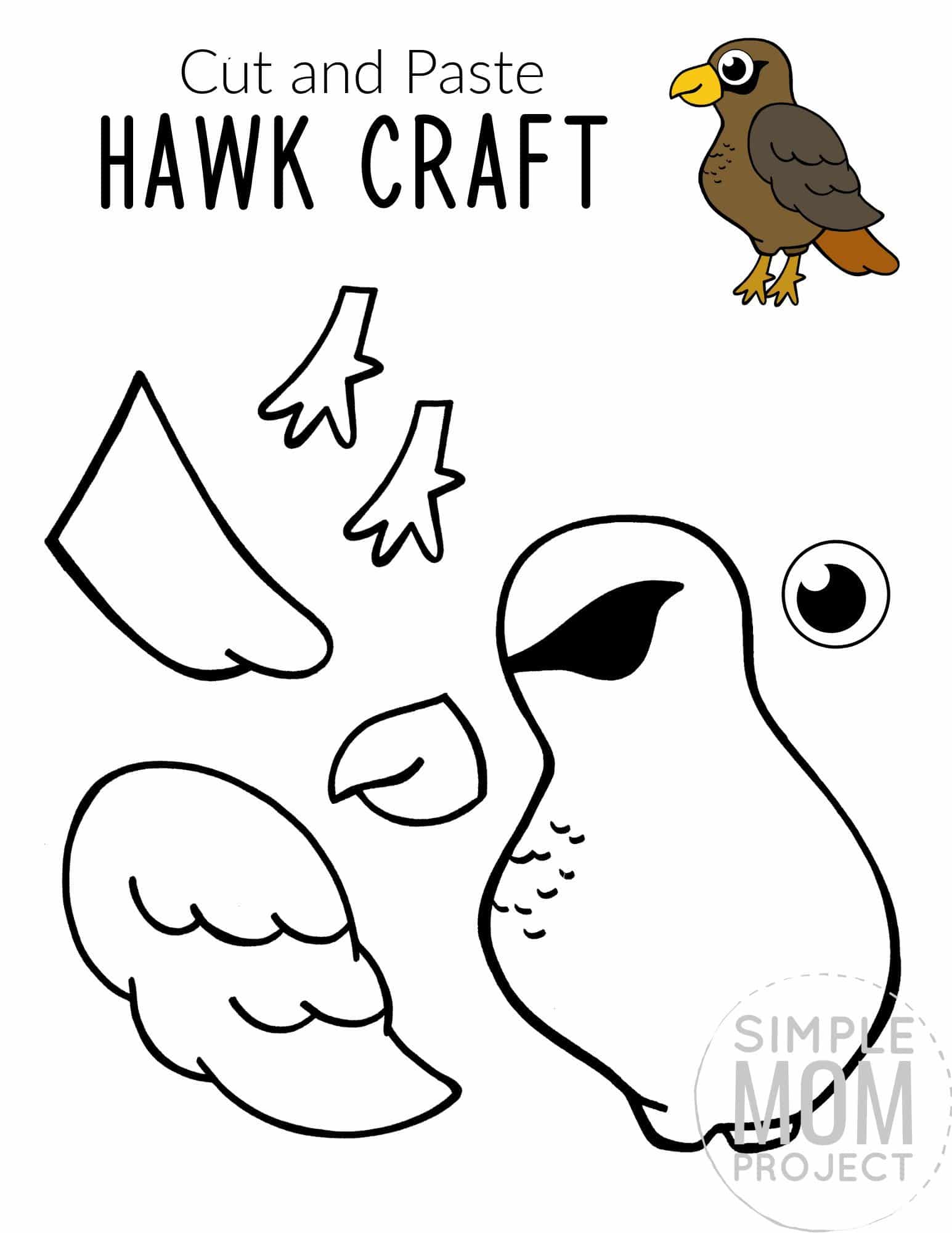 Free Printable Hawk Craft for Kids, preschoolers toddlers and kindergartners