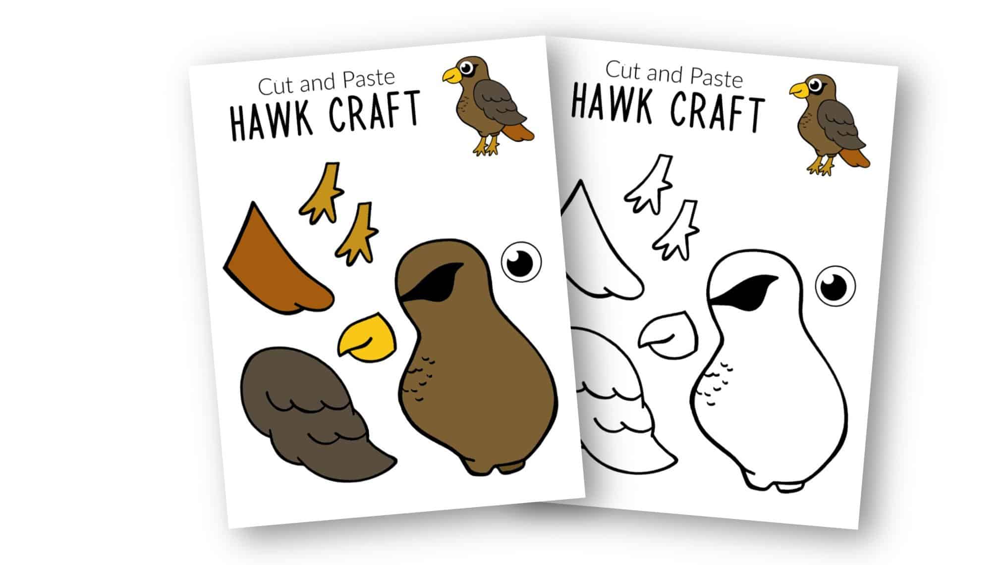 Free Printable Hawk Craft for Kids, preschoolers toddlers and kindergartners