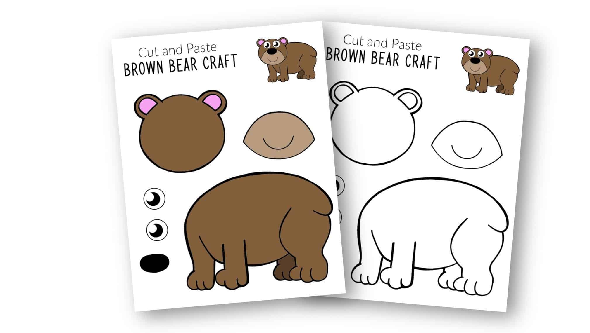 Free Printable Winter Brown Bear Craft for Kids, preschoolers, toddlers and kindergartners