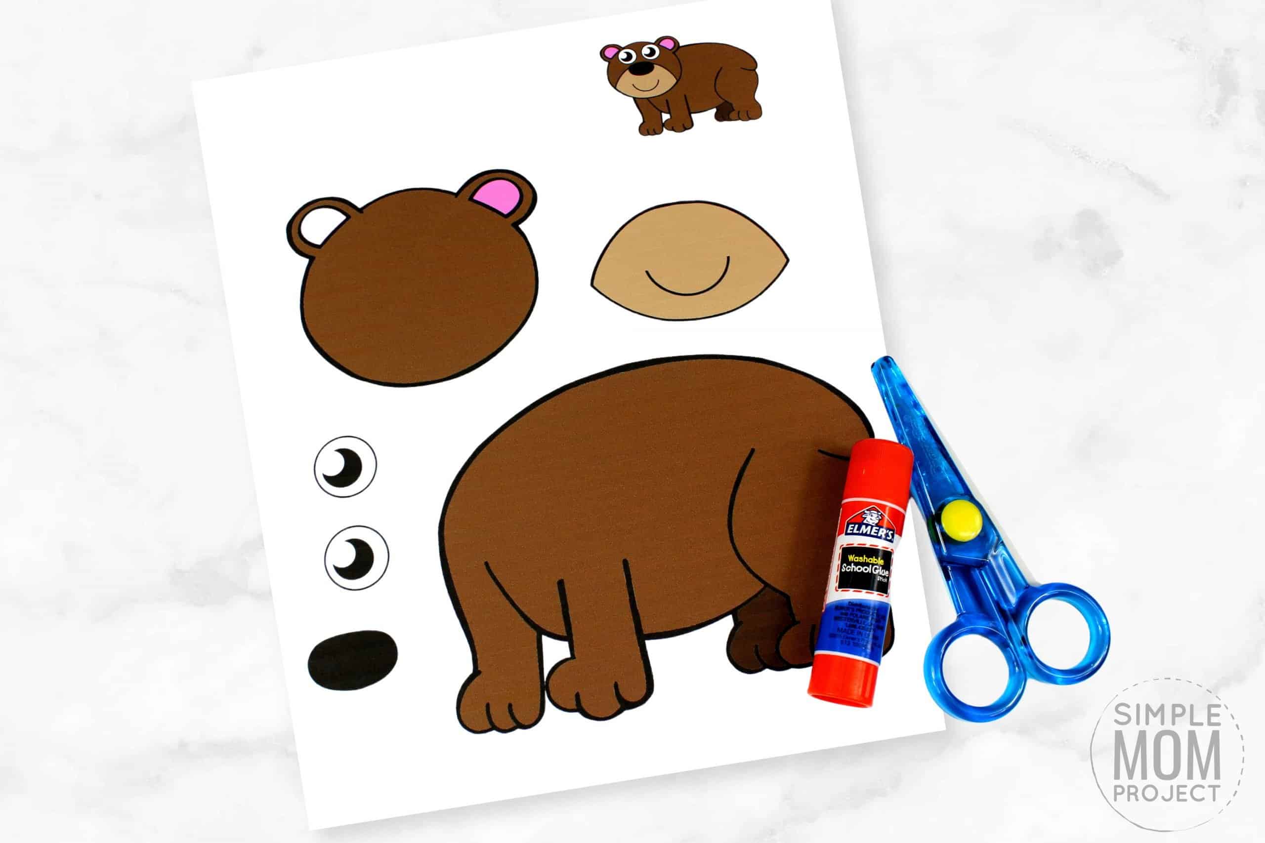 Free Printable Winter Brown Bear Craft for Kids, preschoolers, toddlers and kindergartners
