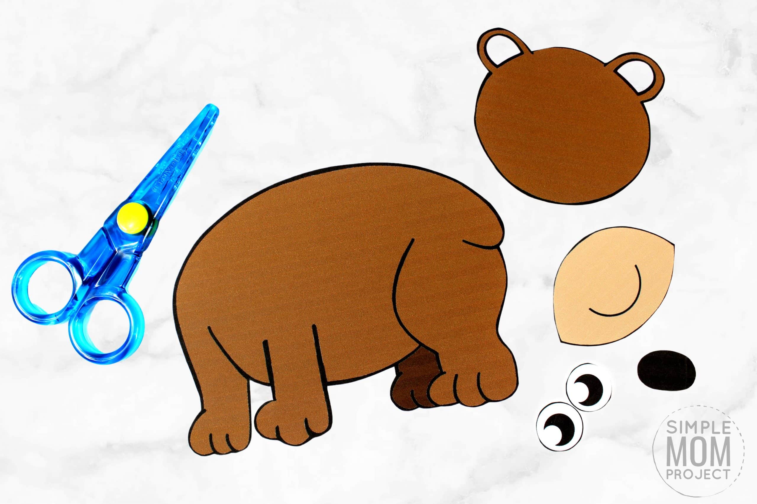 Free Printable Winter Brown Bear Craft for Kids, preschoolers, toddlers and kindergartners