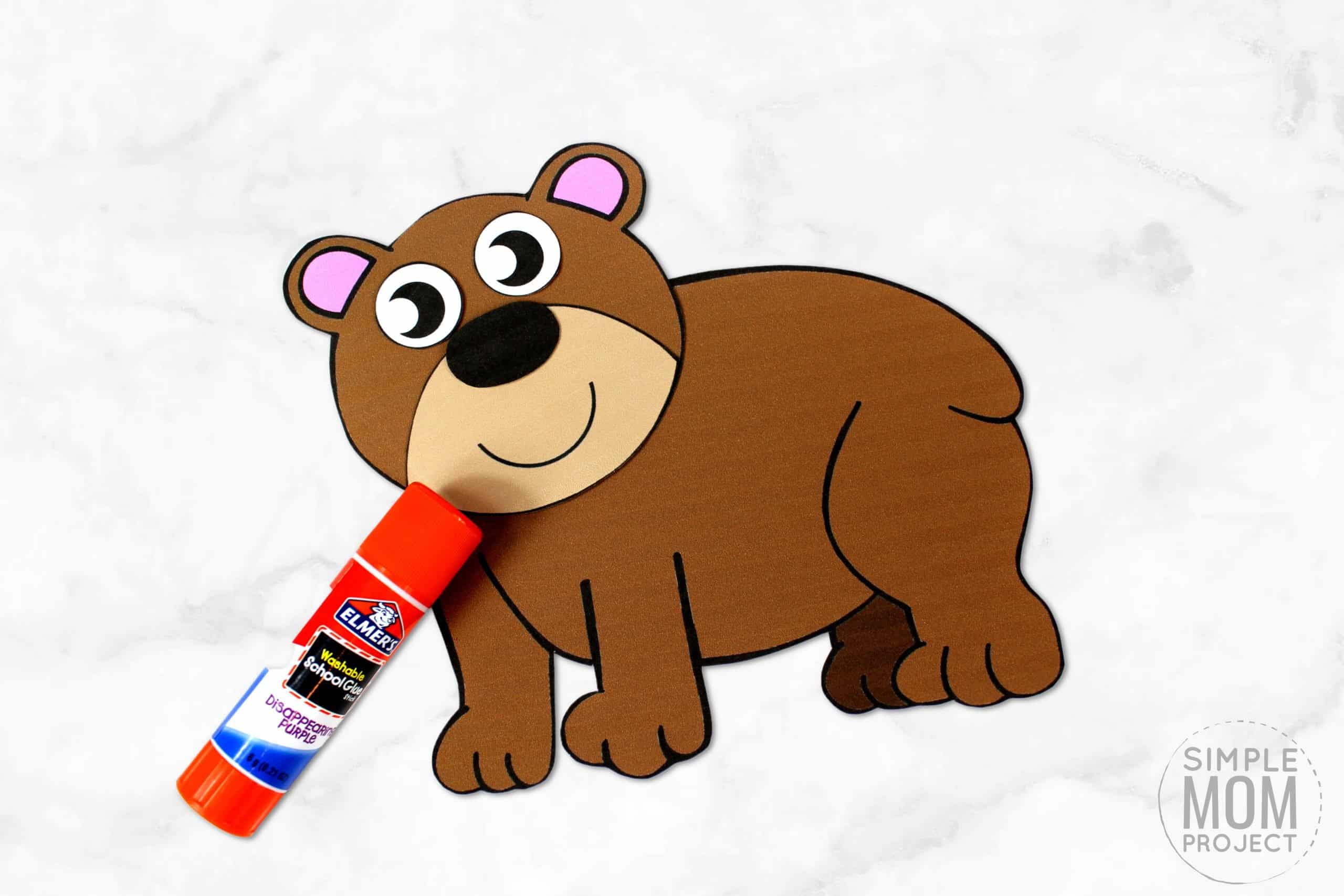 Free Printable Winter Brown Bear Craft for Kids, preschoolers, toddlers and kindergartners