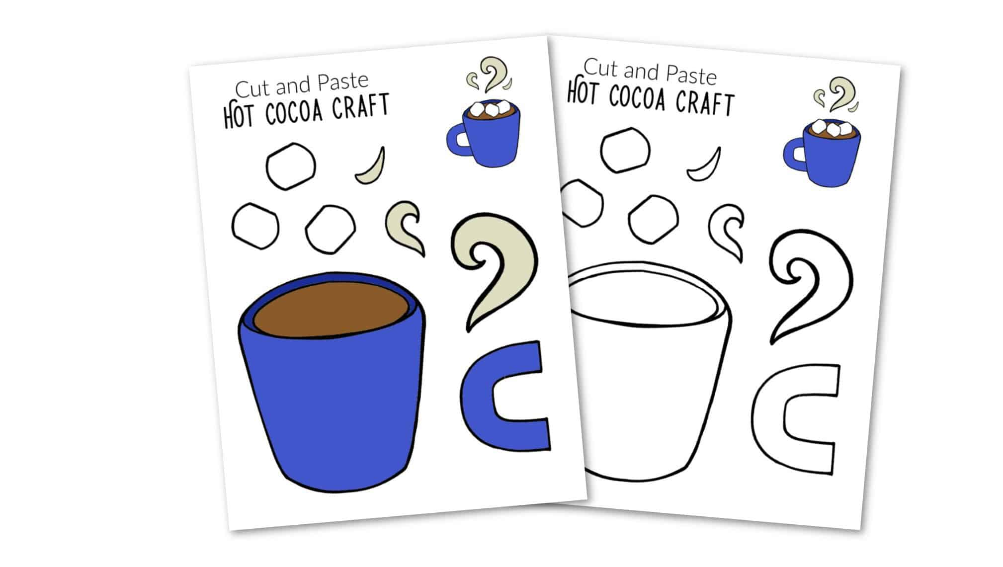 Free Printable Winter Hot cocoa Craft for Kids, preschoolers, toddlers and kindergartners