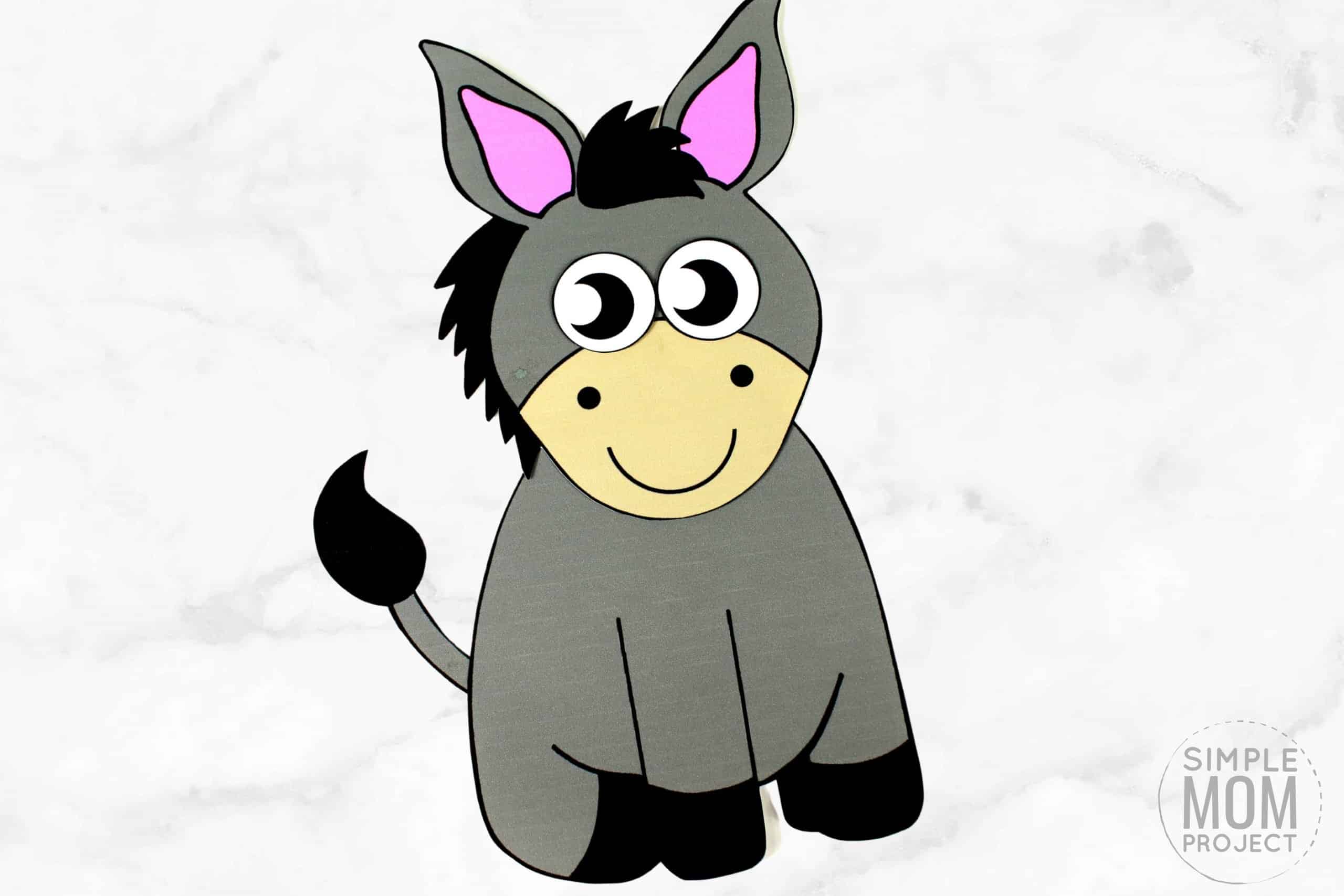 Free Printable donkey Craft for Kids, preschoolers, toddlers and kindergartners