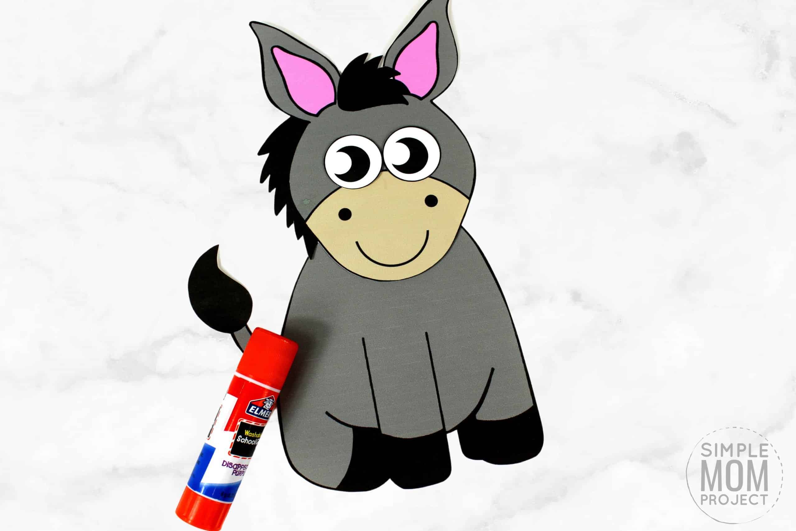 Free Printable donkey Craft for Kids, preschoolers, toddlers and kindergartners
