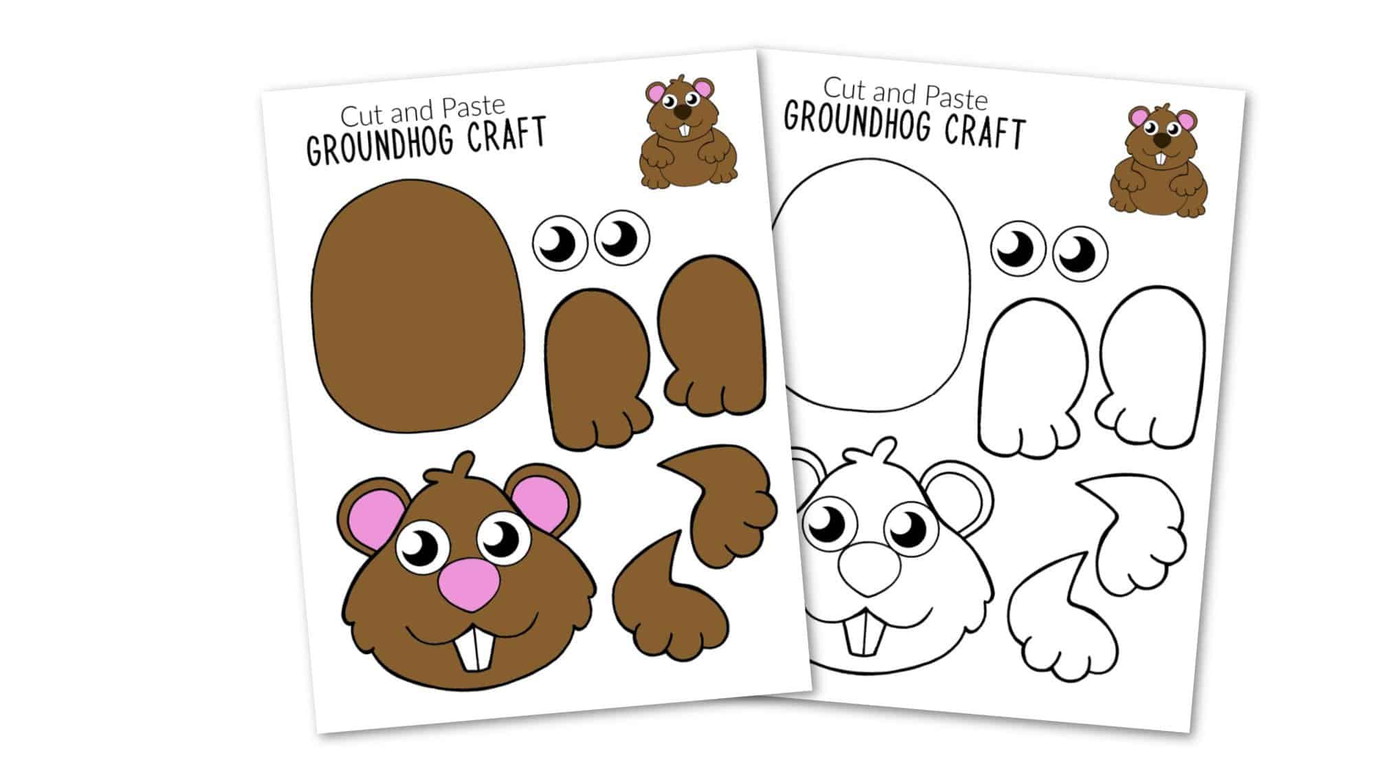 Free Printable groundhog Craft for Kids, preschoolers, toddlers and kindergartners