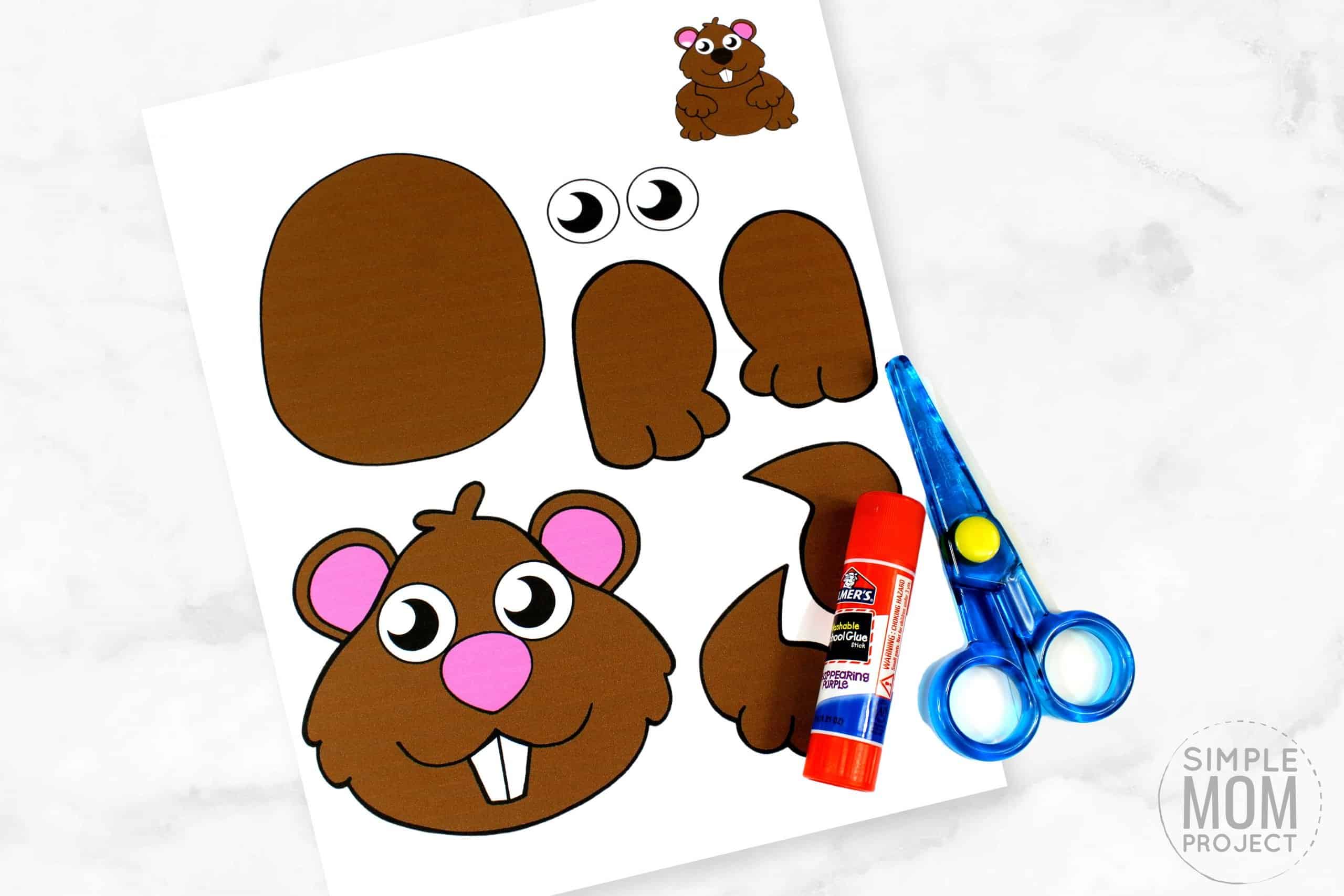 Free Printable groundhog Craft for Kids, preschoolers, toddlers and kindergartners