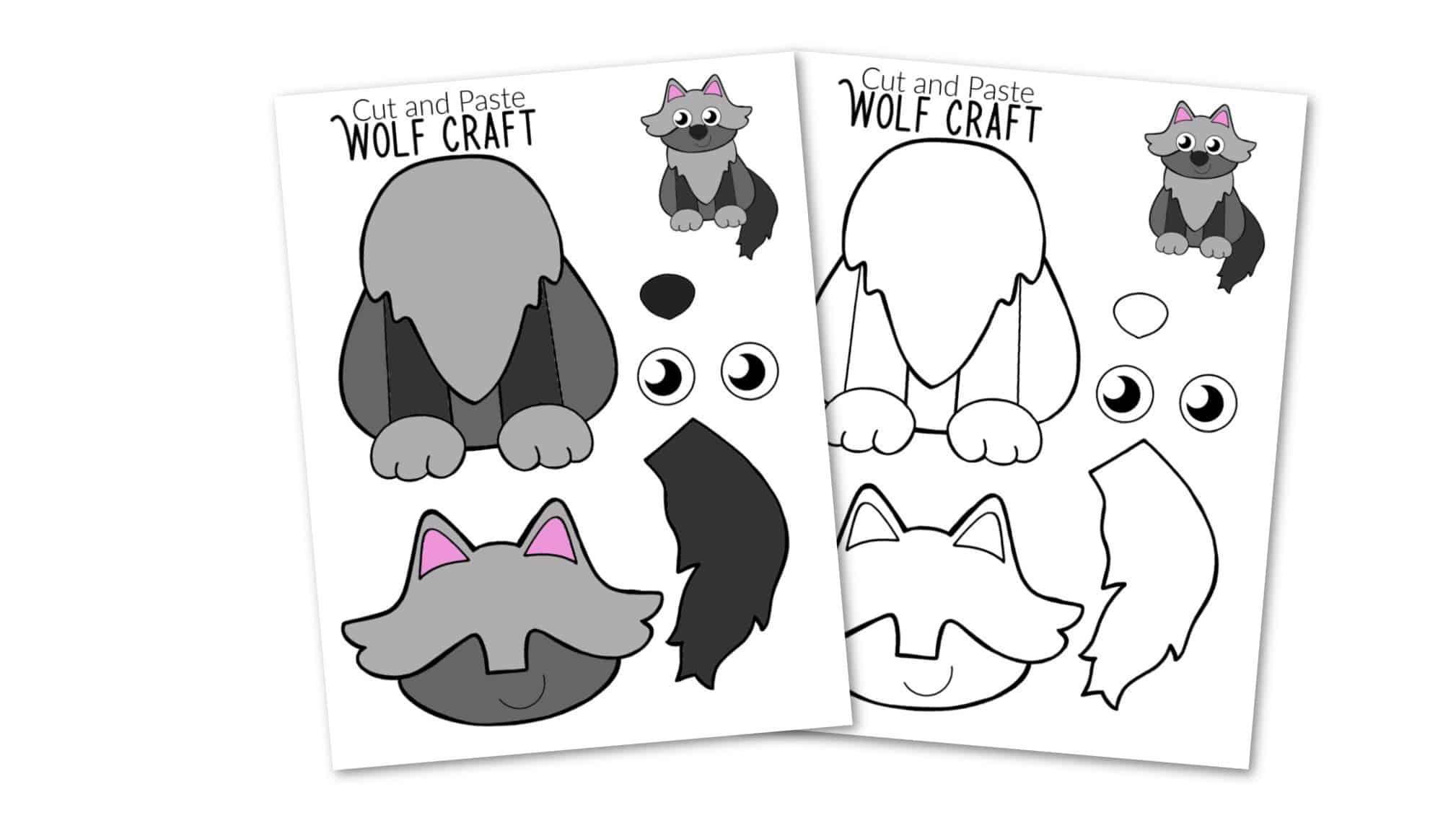 Free Printable wolf Craft for Kids, preschoolers, toddlers and kindergartners