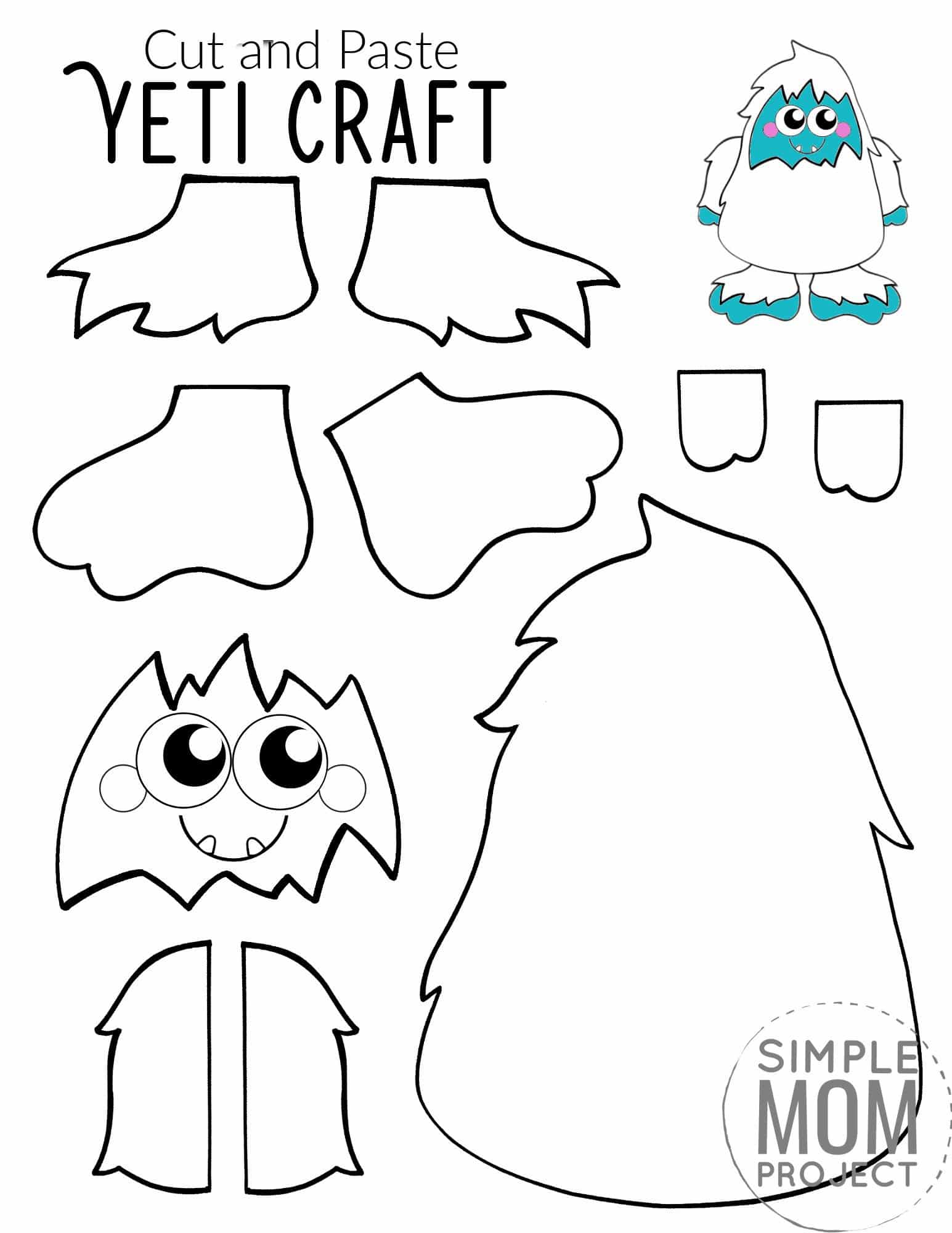 Free Printable yeti Craft for Kids, preschoolers, toddlers and kindergartners 3