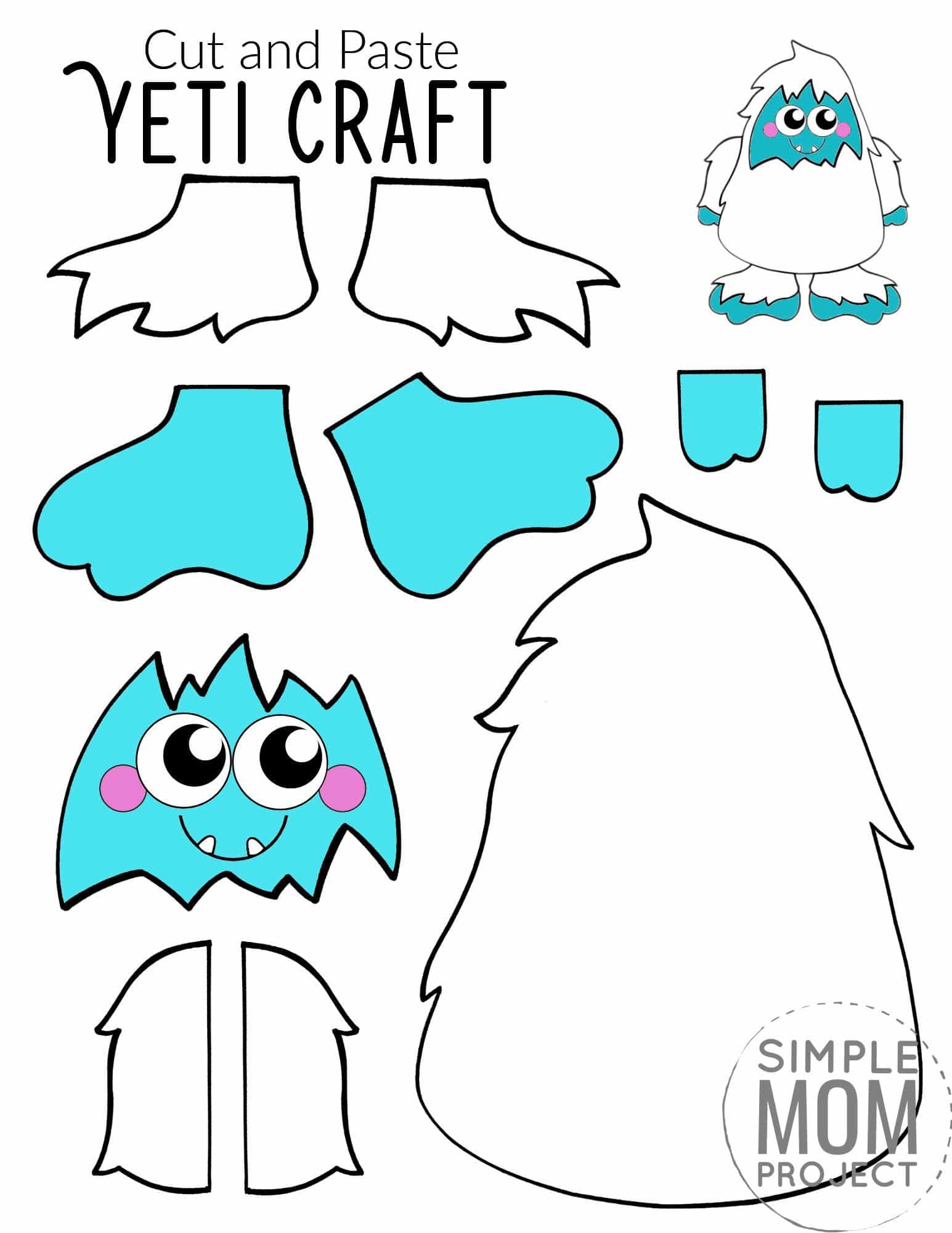 Free Printable yeti Craft for Kids, preschoolers, toddlers and kindergartners