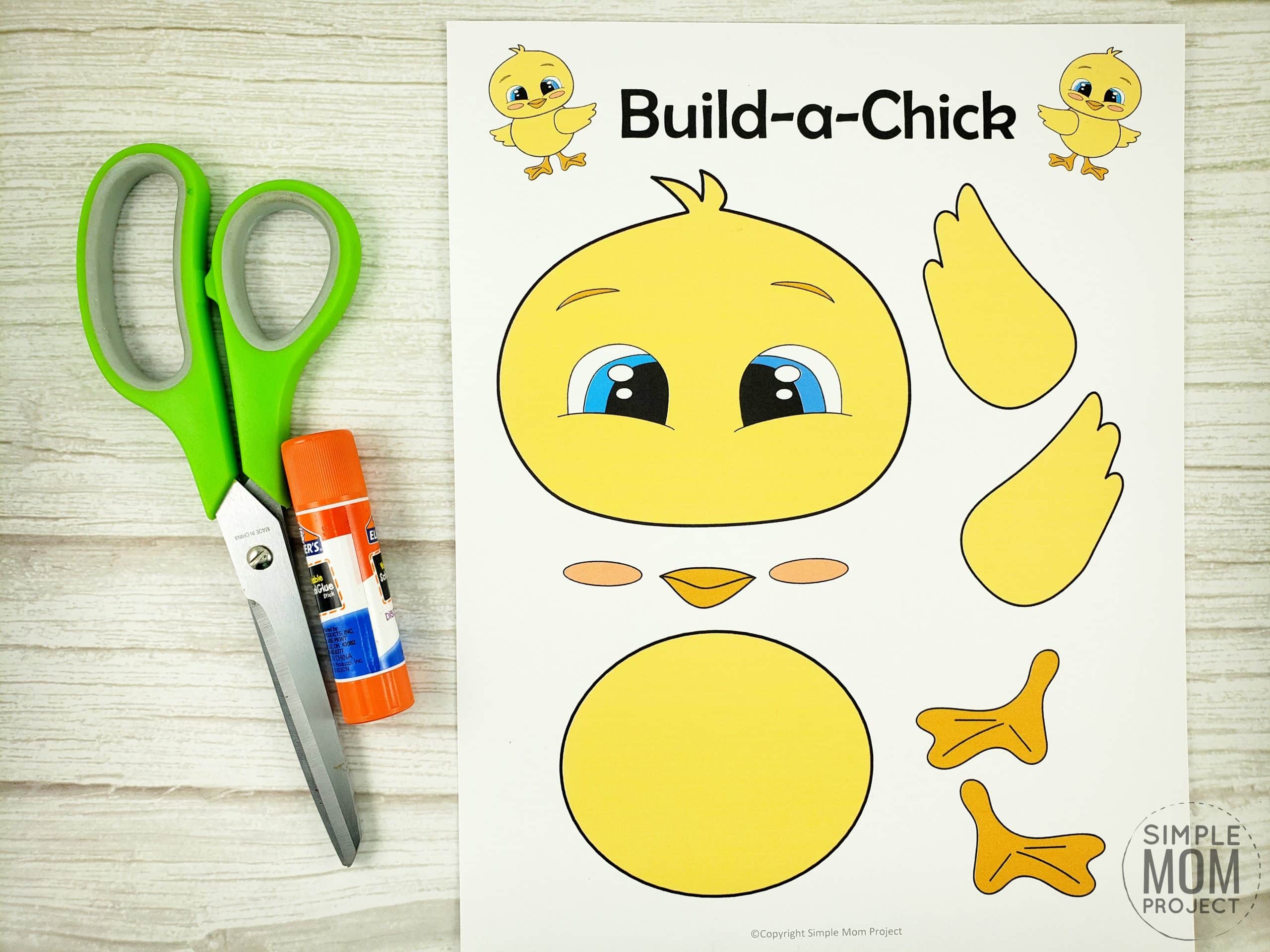 Easy Spring Chick Free Printable Template craft for kids, toddlers and preschoolers