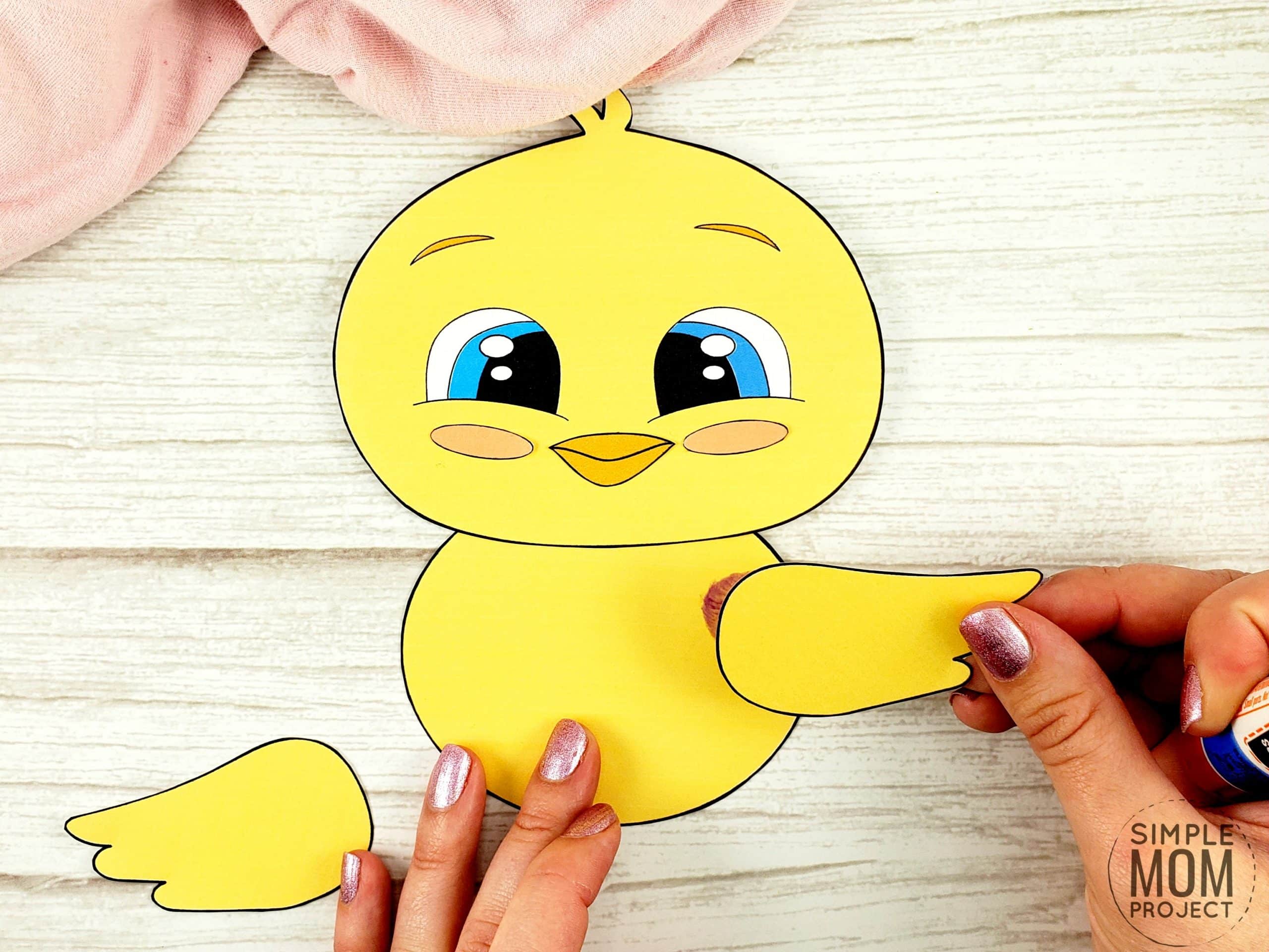 Easy Spring Chick Free Printable Template craft for kids, toddlers and preschoolers