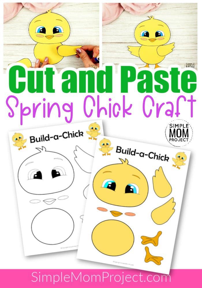 Easy Spring Chick Free Printable Template craft for kids, toddlers and preschoolers