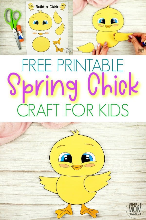 Easy Spring Chick Free Printable Template craft for kids, toddlers and preschoolers