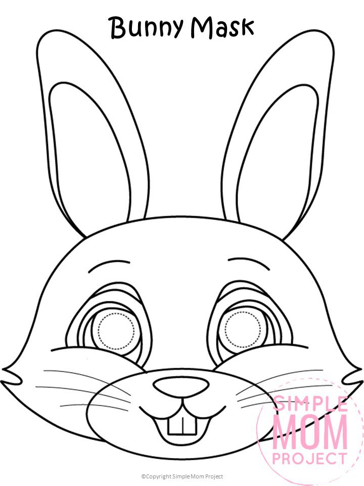 Printable Bunny Mask Template Cutout Craft for Kids