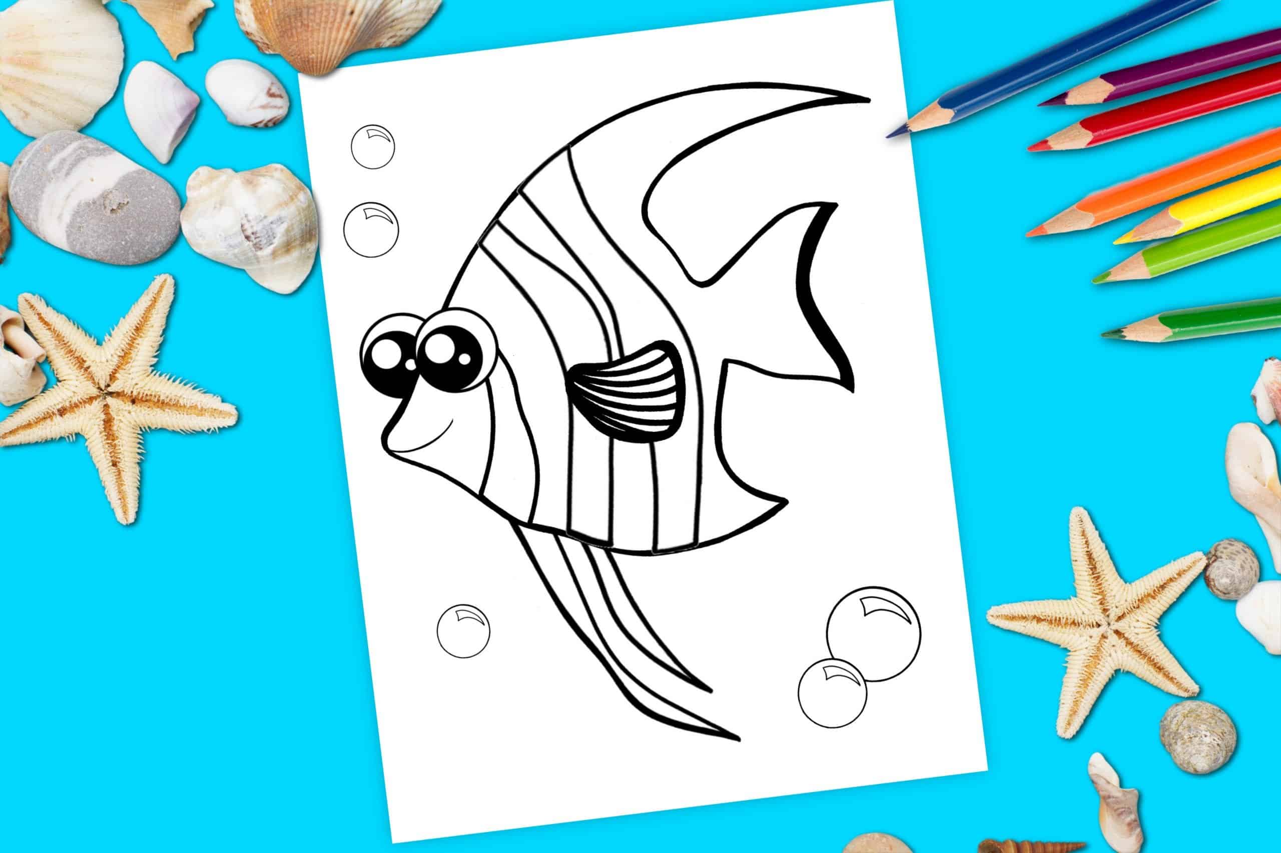 Free Printable Angel Fish Coloring Page for kids