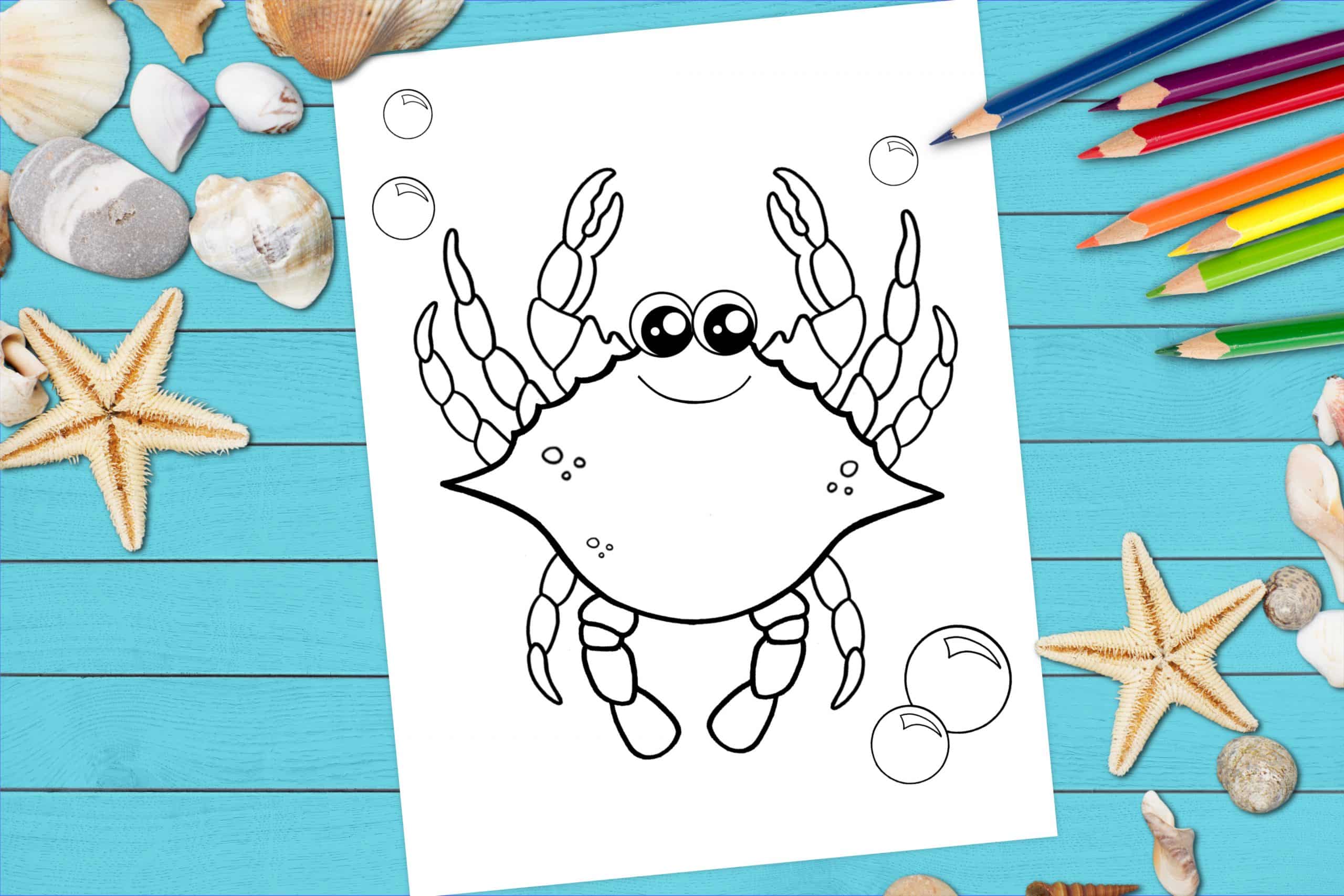 Free Printable Blue Crab Ocean Animal Coloring Page for kids