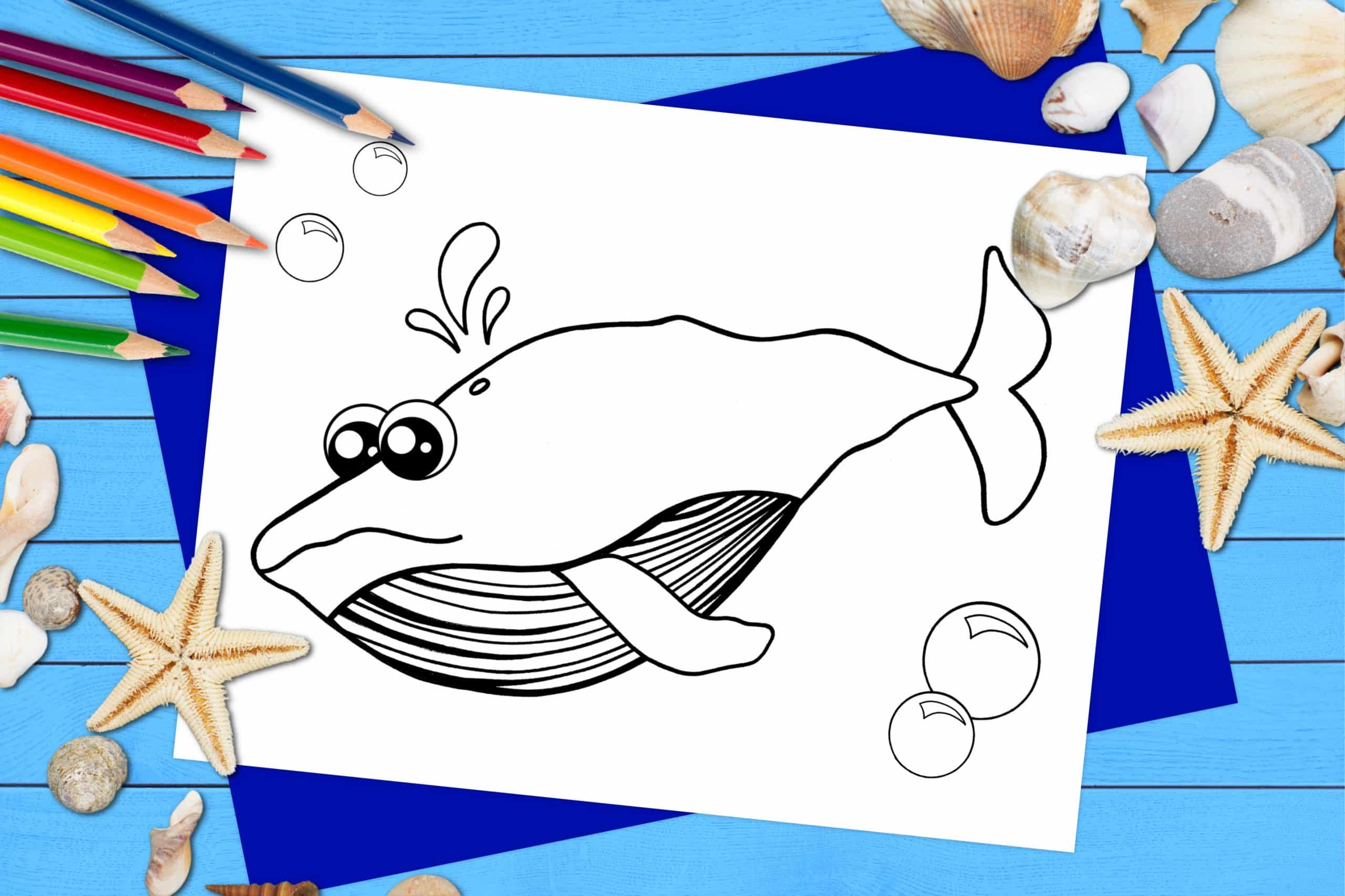 Free Printable Blue Whale Ocean Animal Coloring Page for kids