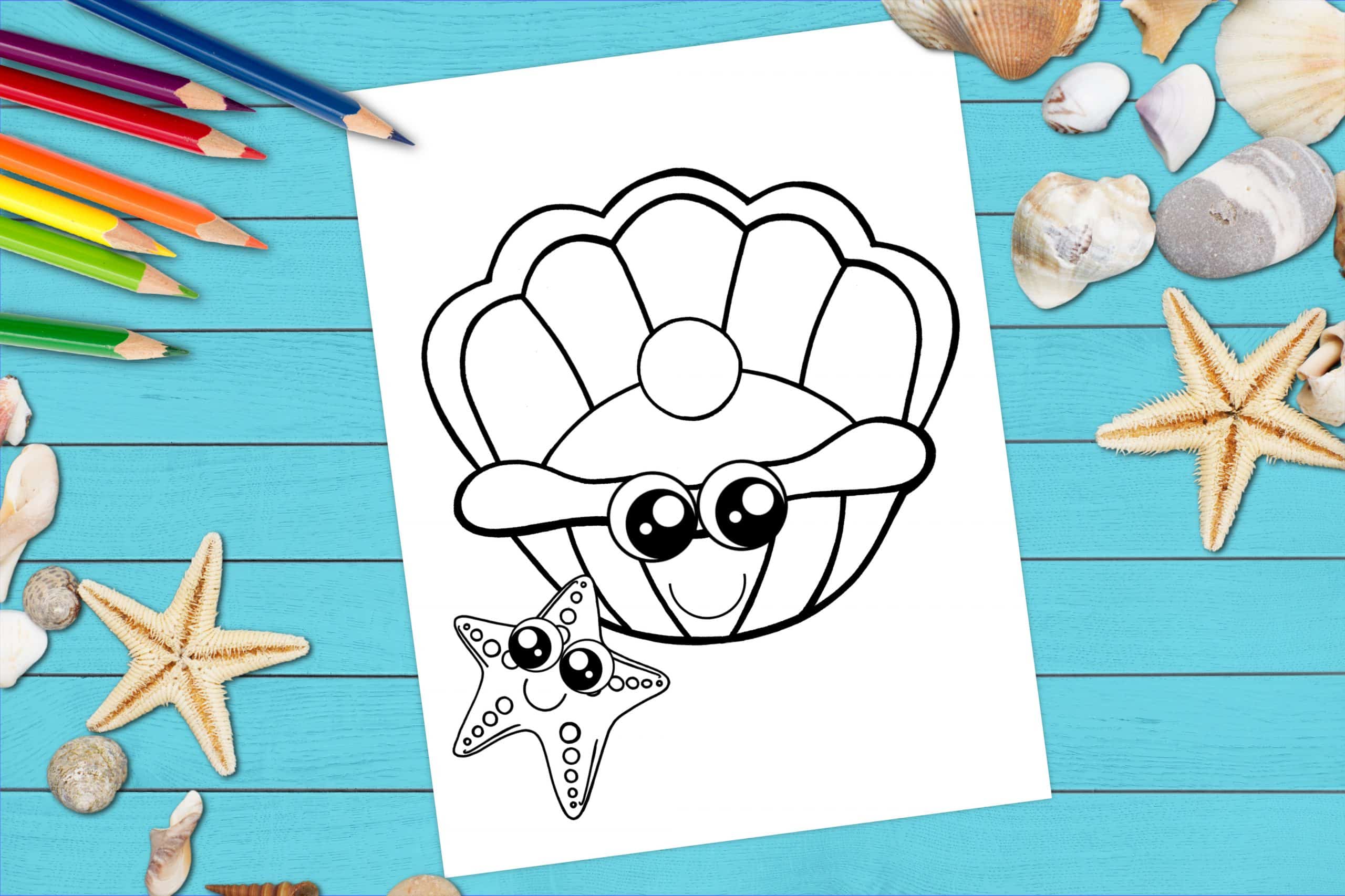 Free Printable Clam Shell Ocean Animal Coloring Page for kids