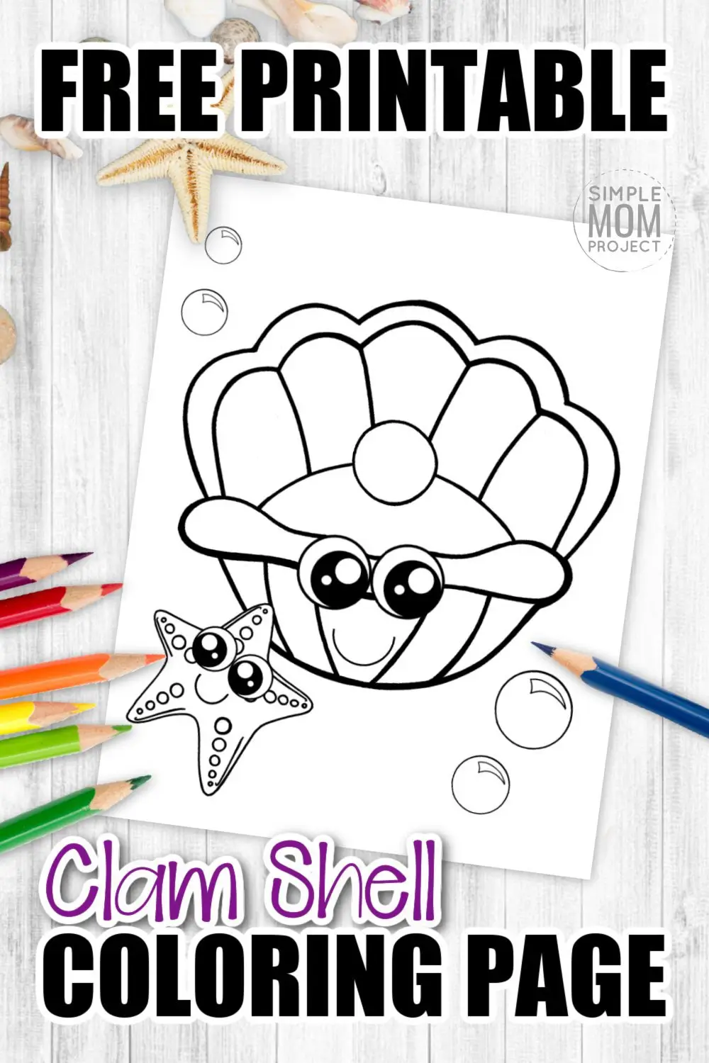 There’s something special about the pearl inside of a giant clam. Click now to add this cute clam clip art coloring page to your ocean animal collection. Color the soft seashell purple, pink or whatever color your heart desires. Kids of all ages including preschoolers and toddlers will be lined up at the printer to get their copy of this free printable clam seashell coloring page! #seashellcoloringpage #clamcoloringpage #SimpleMomProject