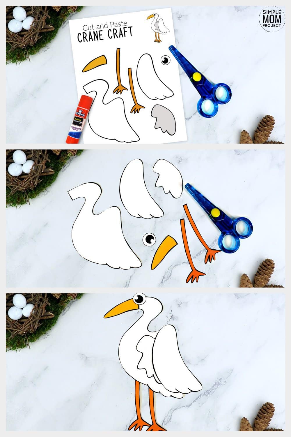 Printable Crane Craft for Kids, preschoolers toddlers and kindergartners