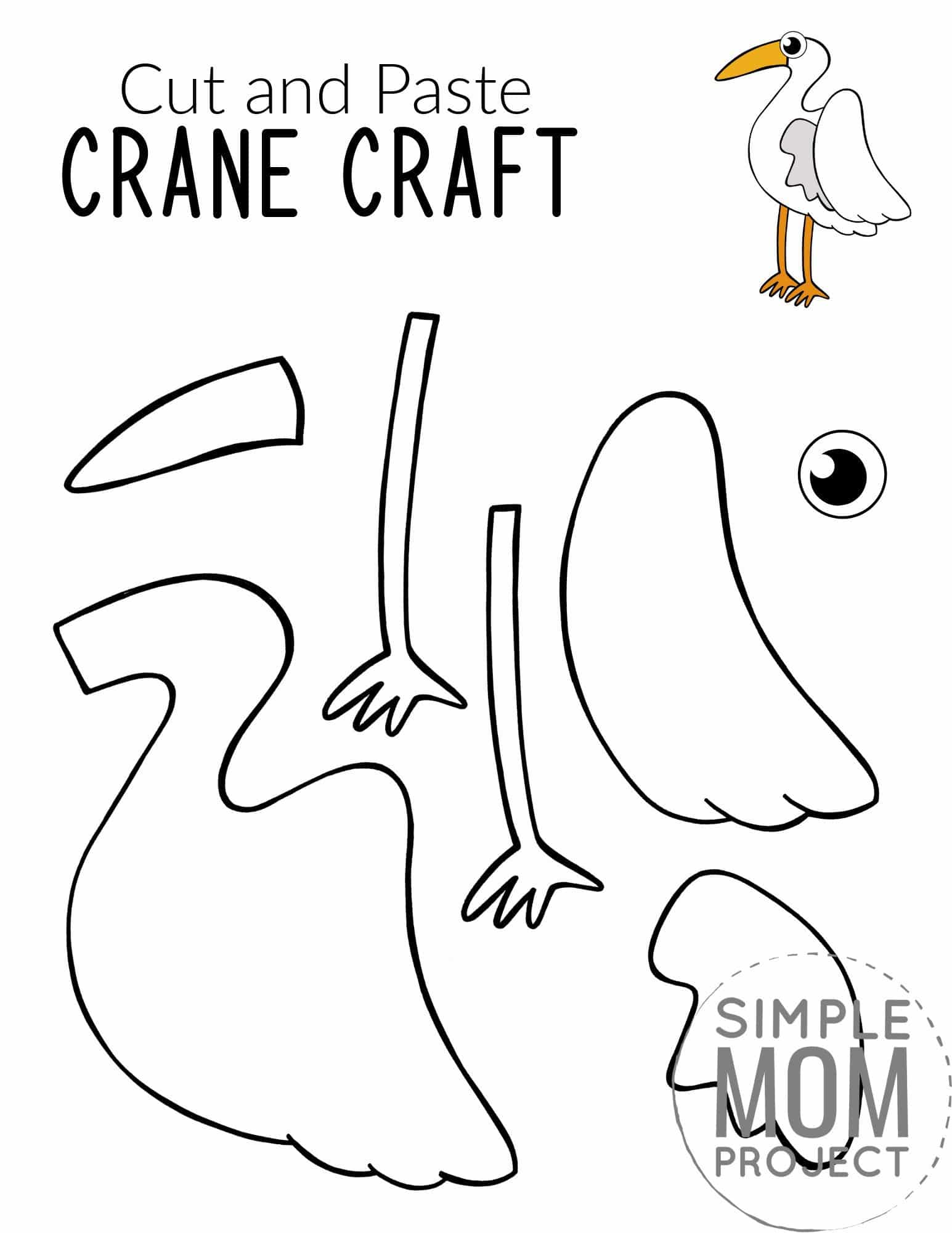 Free Printable Crane Craft for Kids, preschoolers toddlers and kindergartners