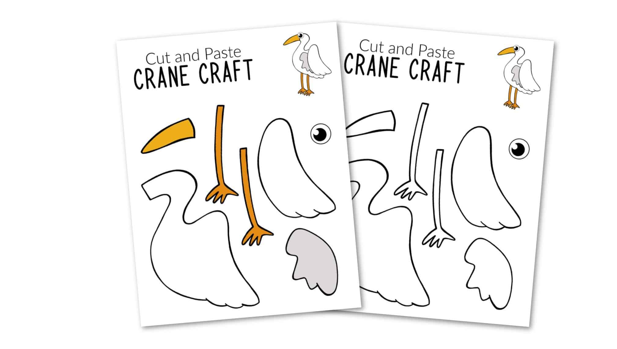 Free Printable Crane Craft for Kids, preschoolers toddlers and kindergartners