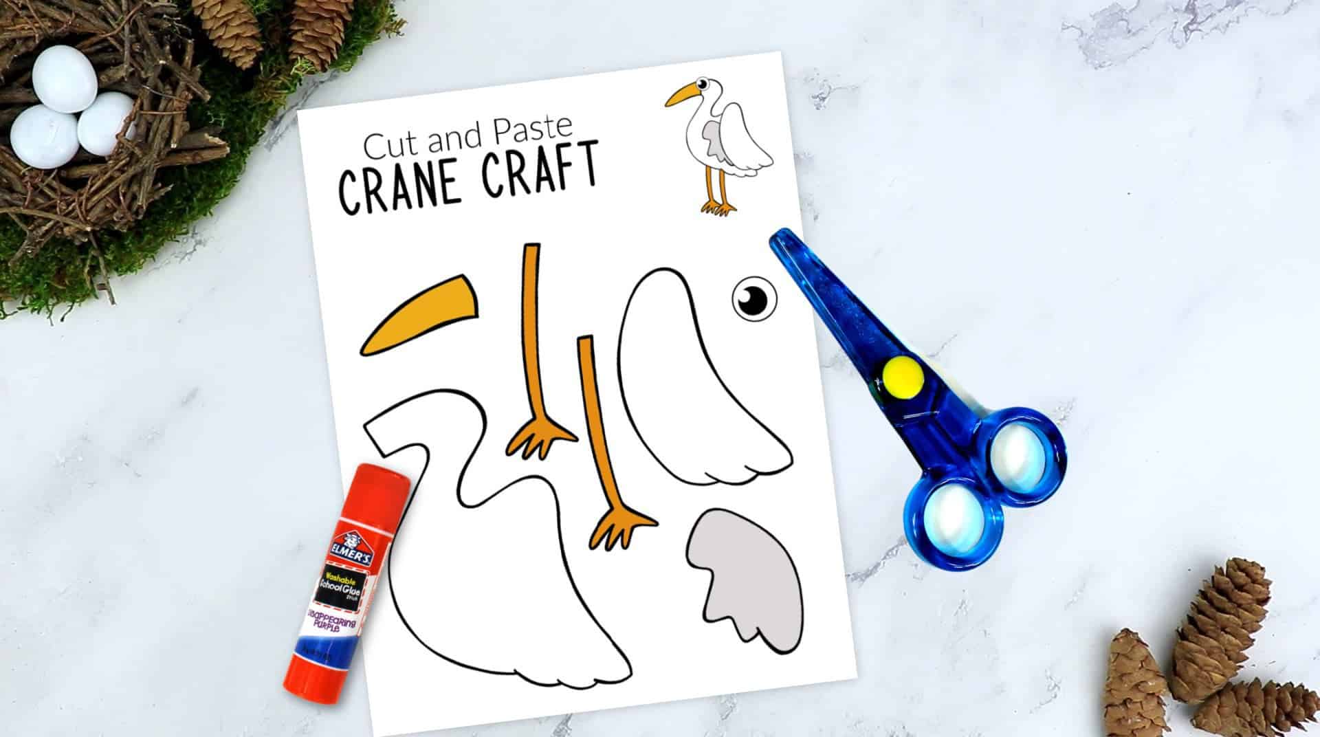 Free Printable Crane Craft for Kids, preschoolers toddlers and kindergartners