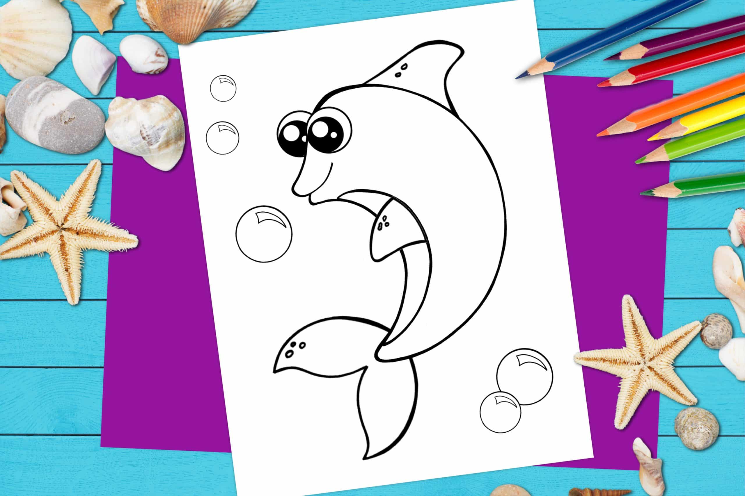 Free Printable Dolphin Ocean Animal Coloring Page for kids