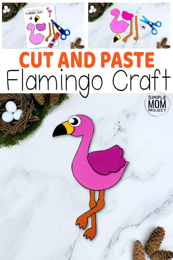 Printable Flamingo Craft for Kids, preschoolers toddlers and kindergartners