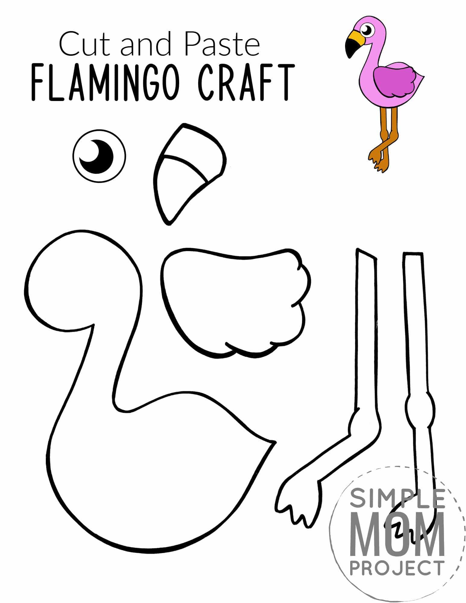 Free Printable Flamingo Craft for Kids, preschoolers toddlers and kindergartners