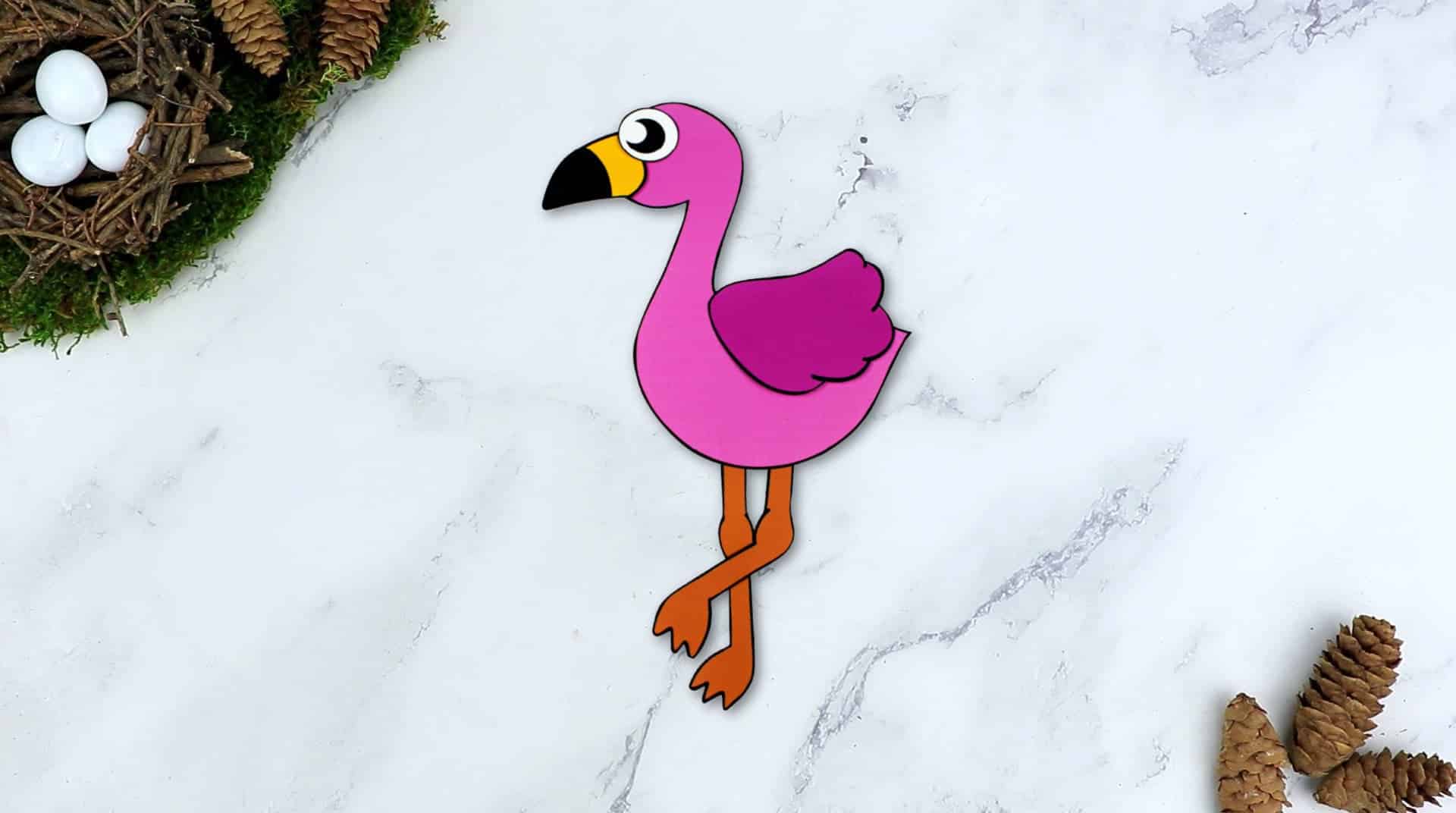 Free Printable Flamingo Craft for Kids, preschoolers toddlers and kindergartners
