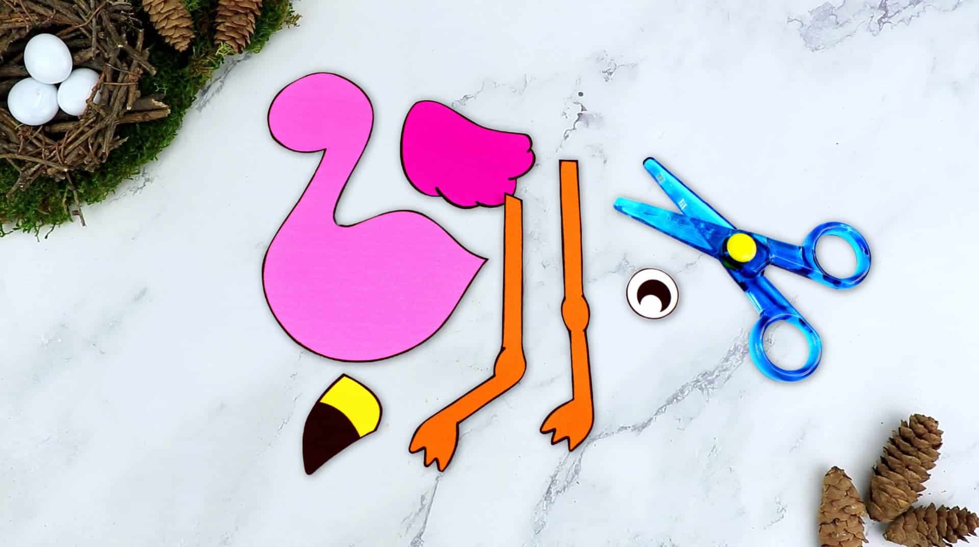 Free Printable Flamingo Craft for Kids, preschoolers toddlers and kindergartners