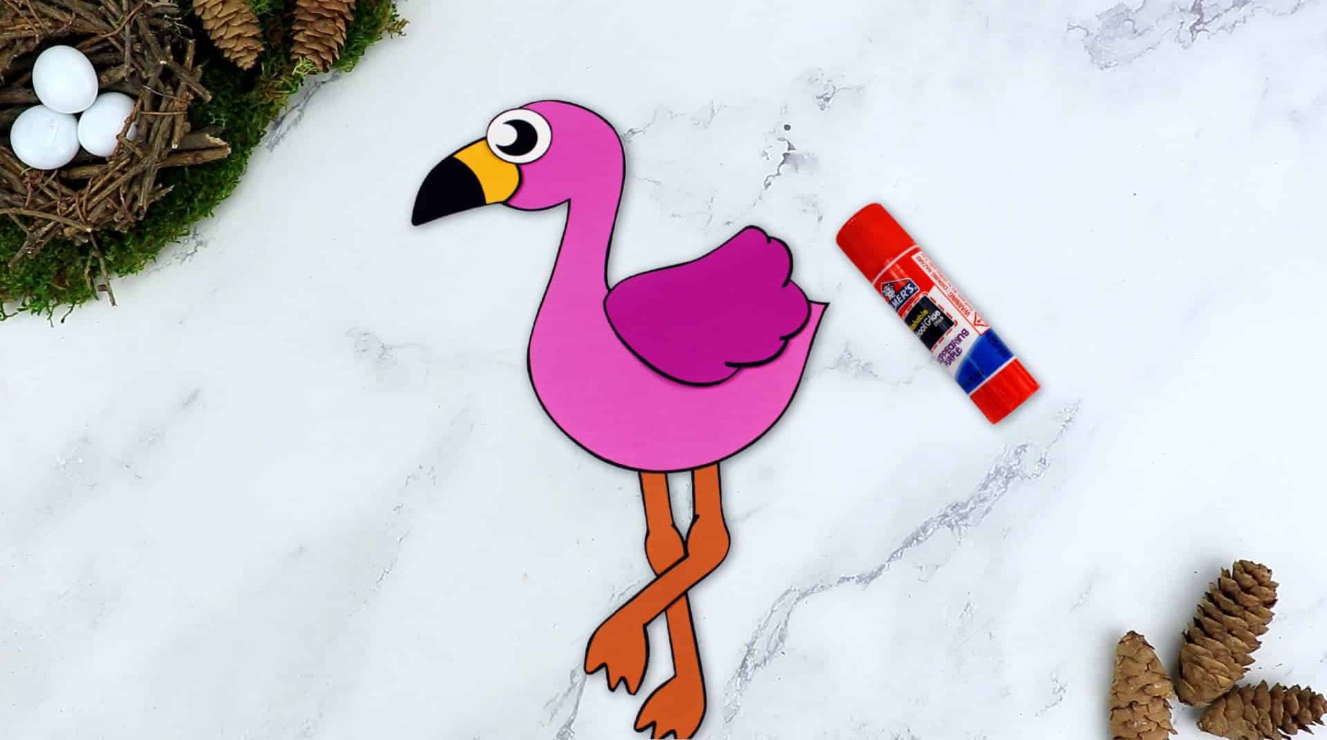 Free Printable Flamingo Craft for Kids, preschoolers toddlers and kindergartners