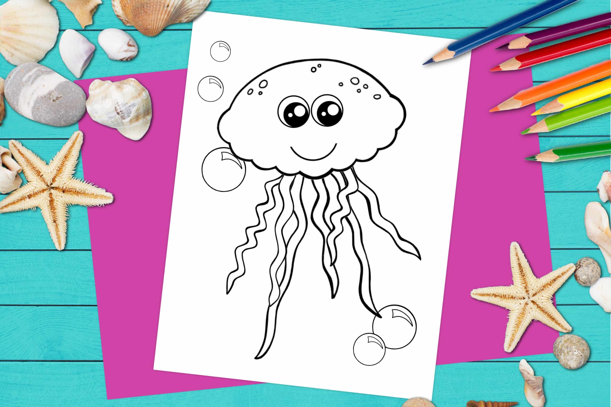 Free Printable Jellyfish Ocean Animal Coloring Page for kids