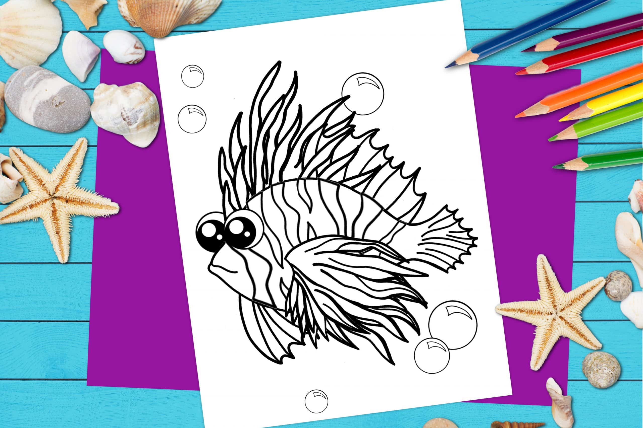 Free Printable Lionfish Ocean Animal Coloring Page for kids