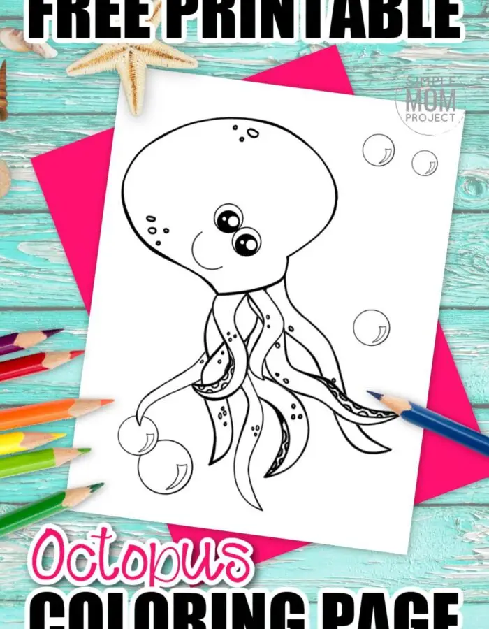 The giant squid in Octonauts is a sure reminder of how awesome squid are! So we decided to publish a free printable squid coloring page. Add this sea creature to your ocean animal coloring book today. Kids of all ages will love coloring this colossal squid, including preschoolers, kindergartners, toddlers and even adults! #SquidColoring #Oceananimalcoloring #SimpleMomProject