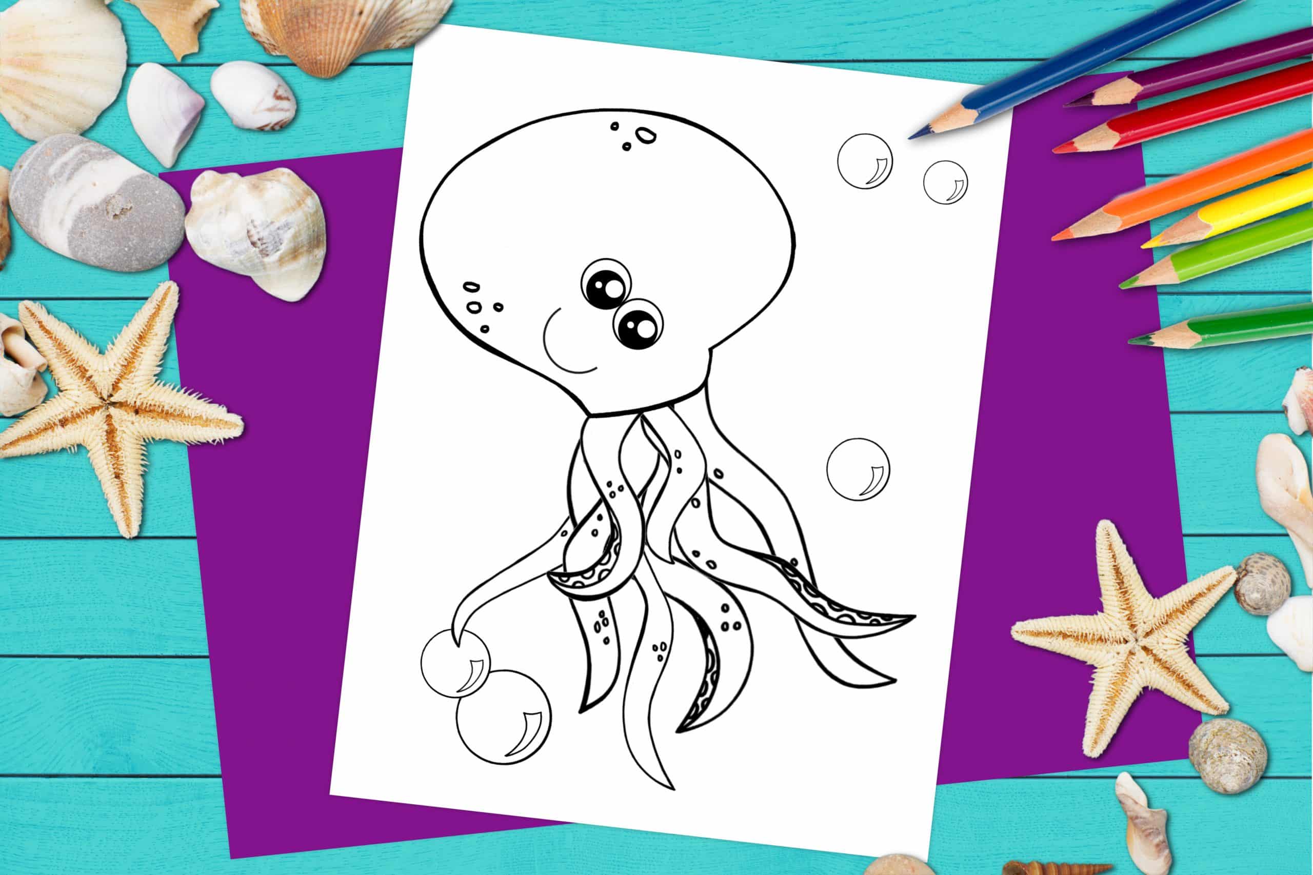 Free Printable Octopus Ocean Animal Coloring Page for kids