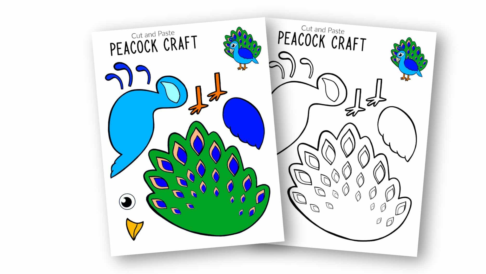 Free Printable Peacock Craft for Kids, preschoolers toddlers and kindergartners