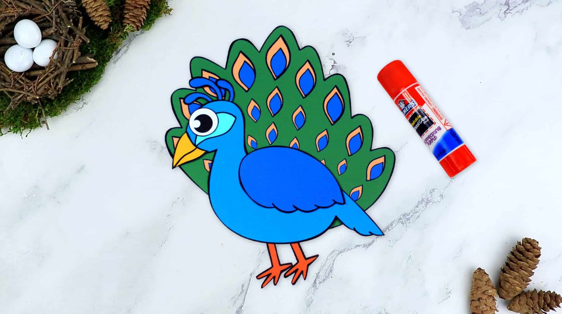 Free Printable Peacock Craft for Kids, preschoolers toddlers and kindergartners