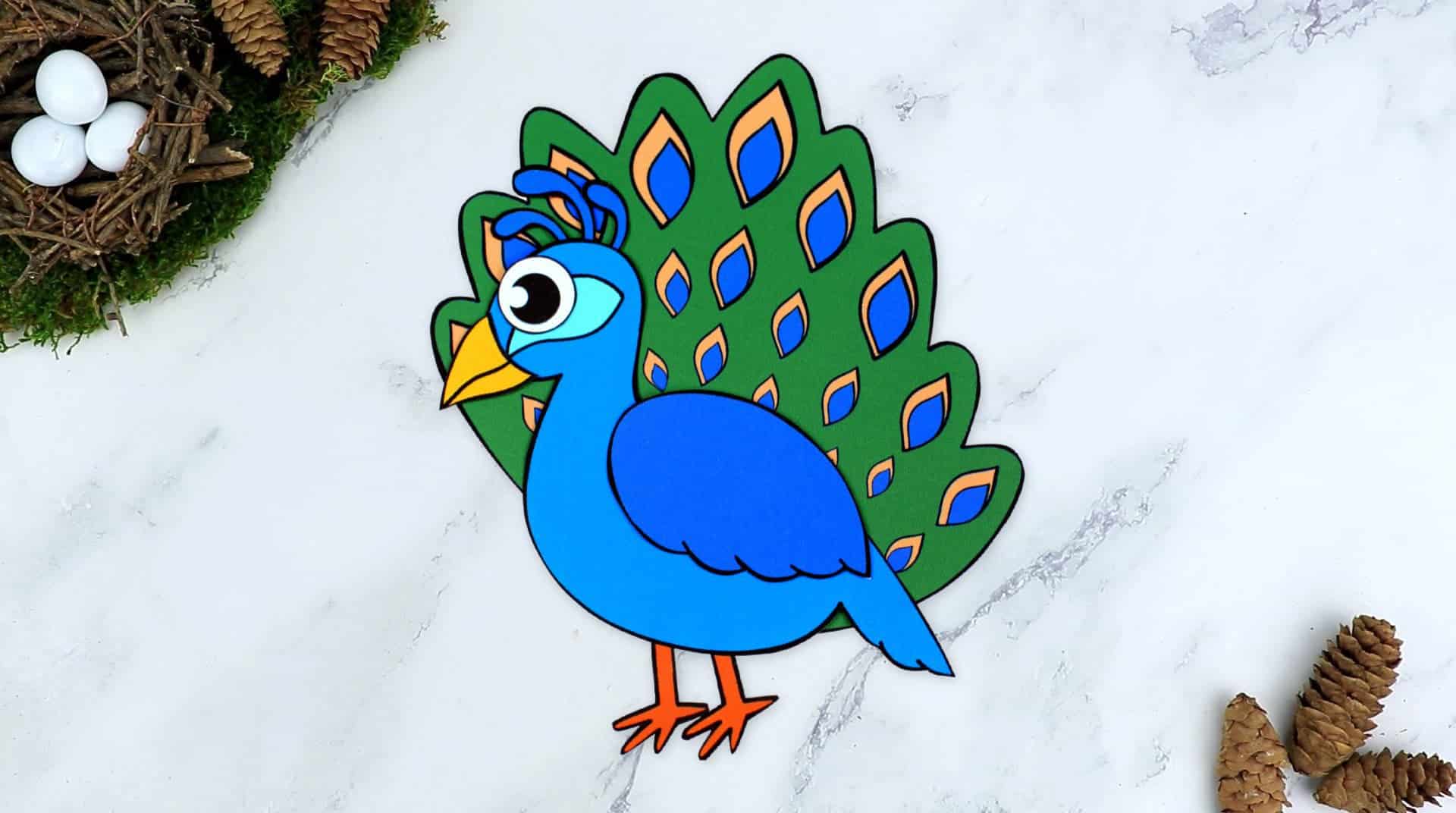 Free Printable Peacock Craft for Kids, preschoolers toddlers and kindergartners