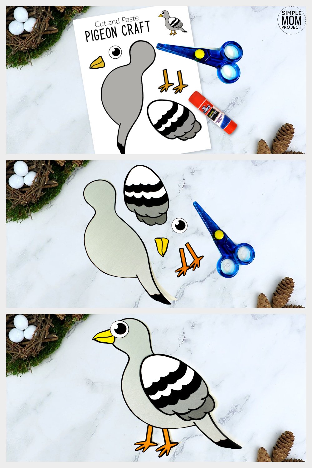Free Printable Pigeon Craft for Kids, preschoolers toddlers and kindergartners