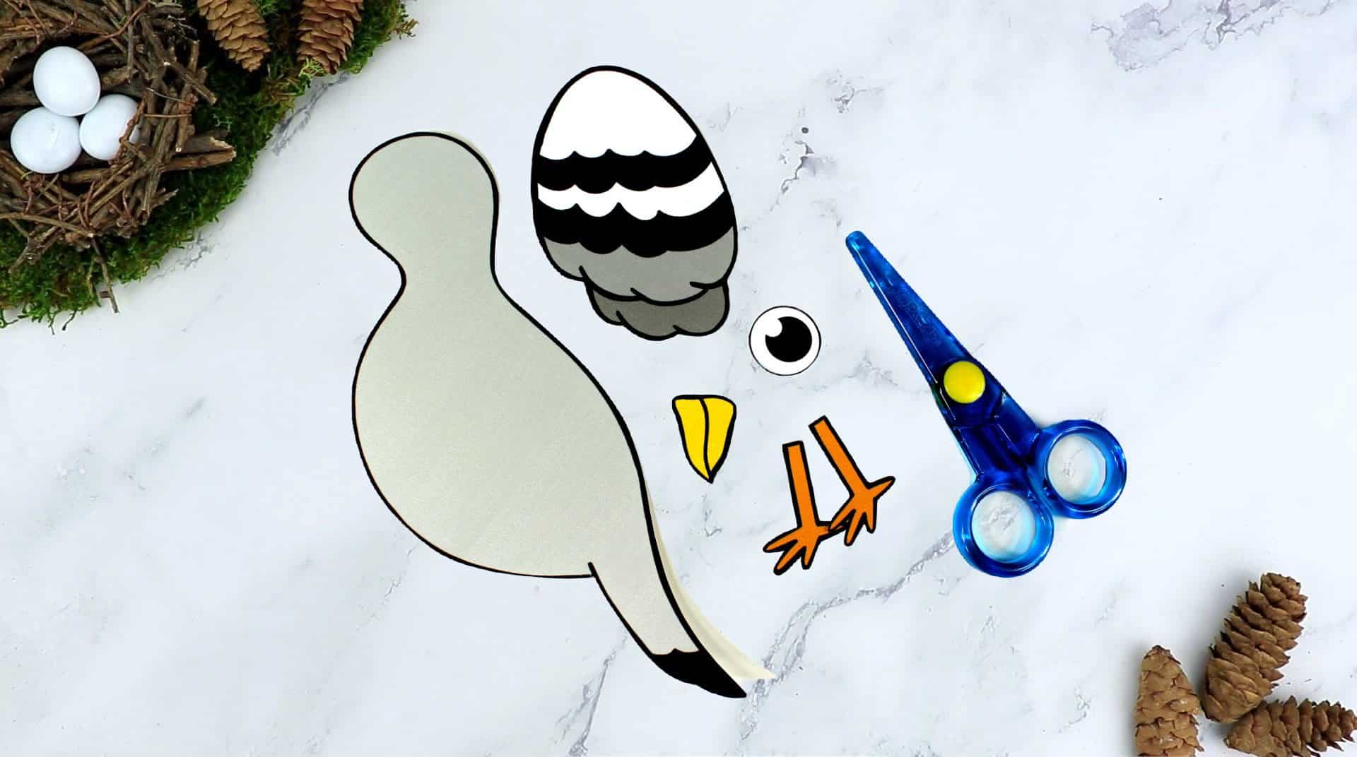 Free Printable Pigeon Craft for Kids, preschoolers toddlers and kindergartners