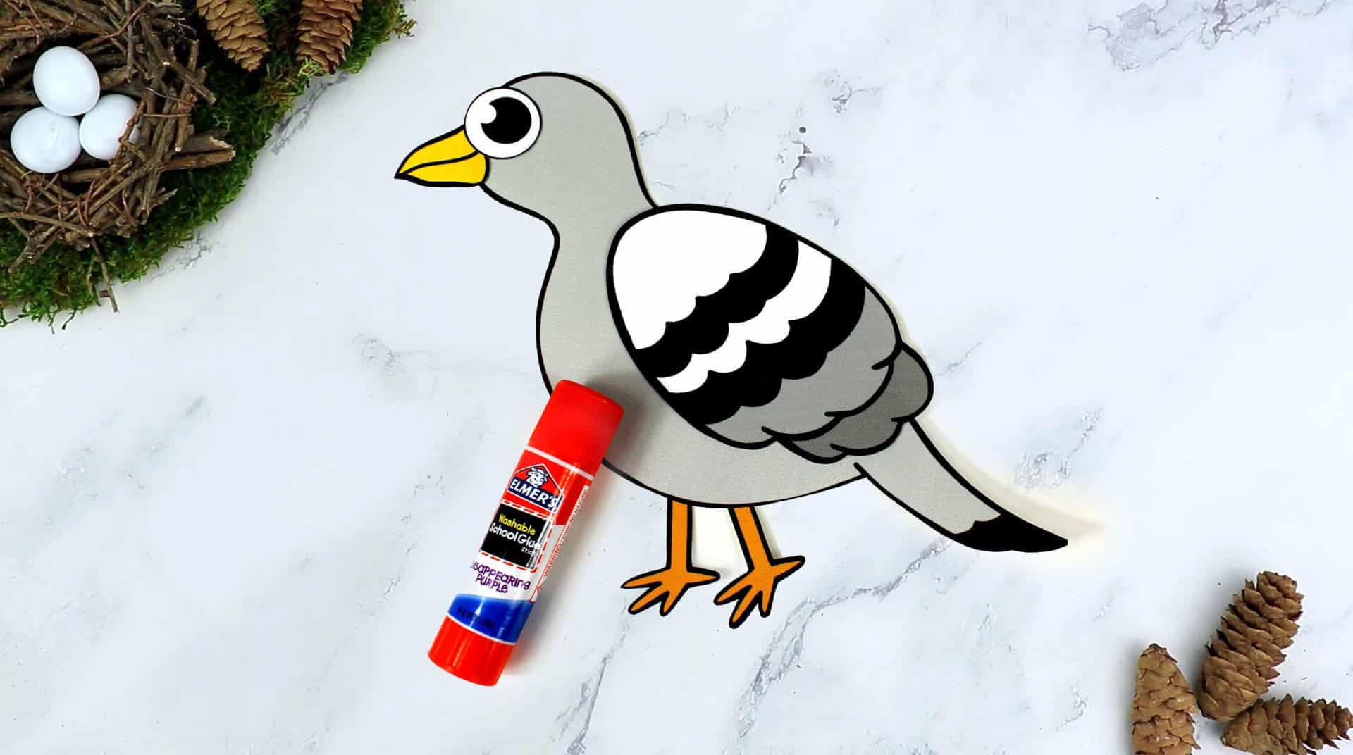 Free Printable Pigeon Craft for Kids, preschoolers toddlers and kindergartners