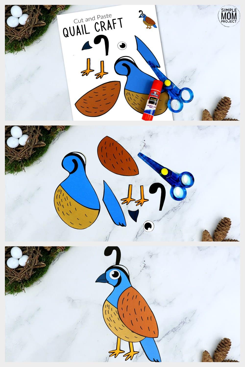 Free Printable Quail Craft for Kids, preschoolers toddlers and kindergartners