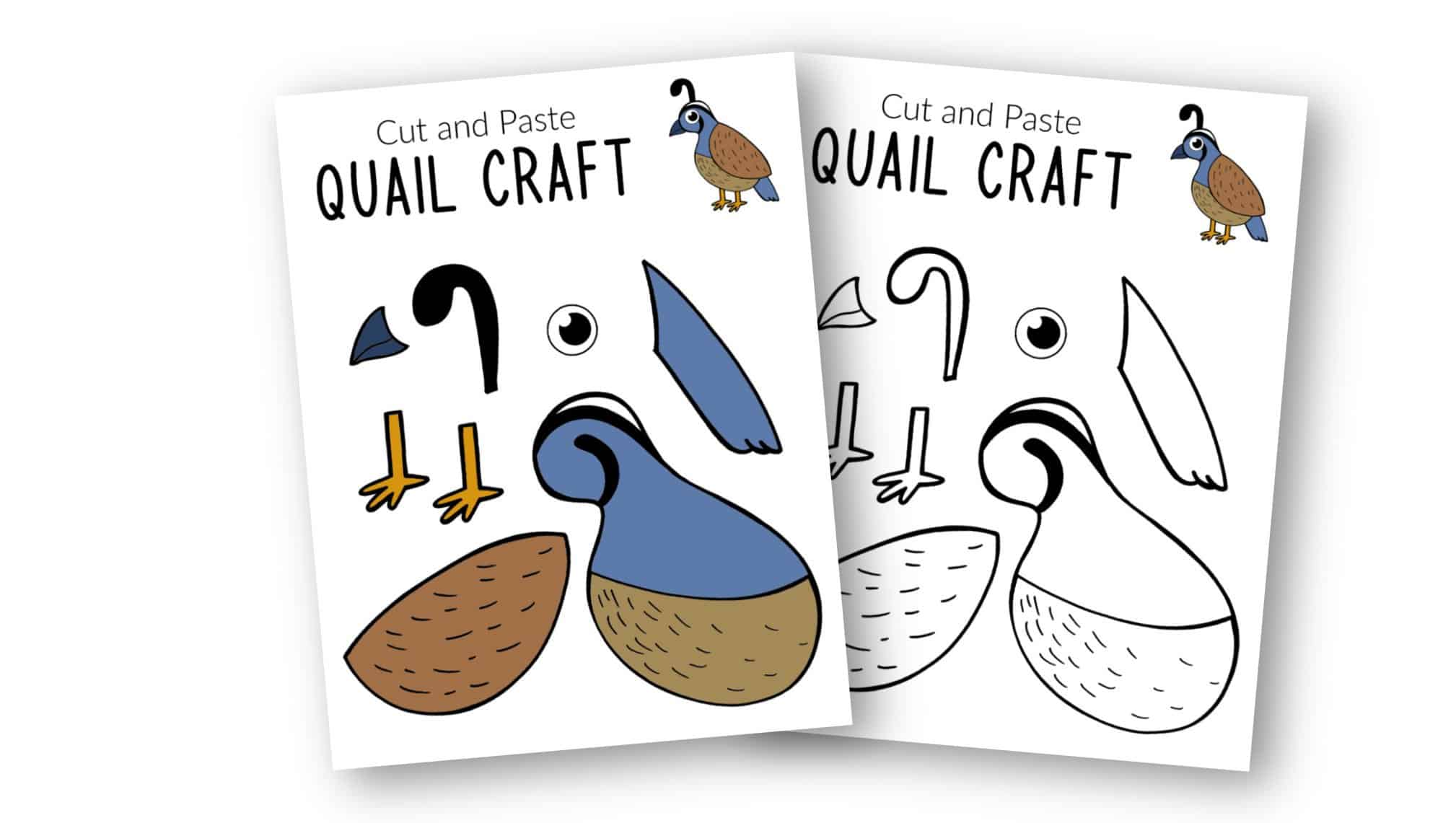 Free Printable Quail Craft for Kids, preschoolers toddlers and kindergartners