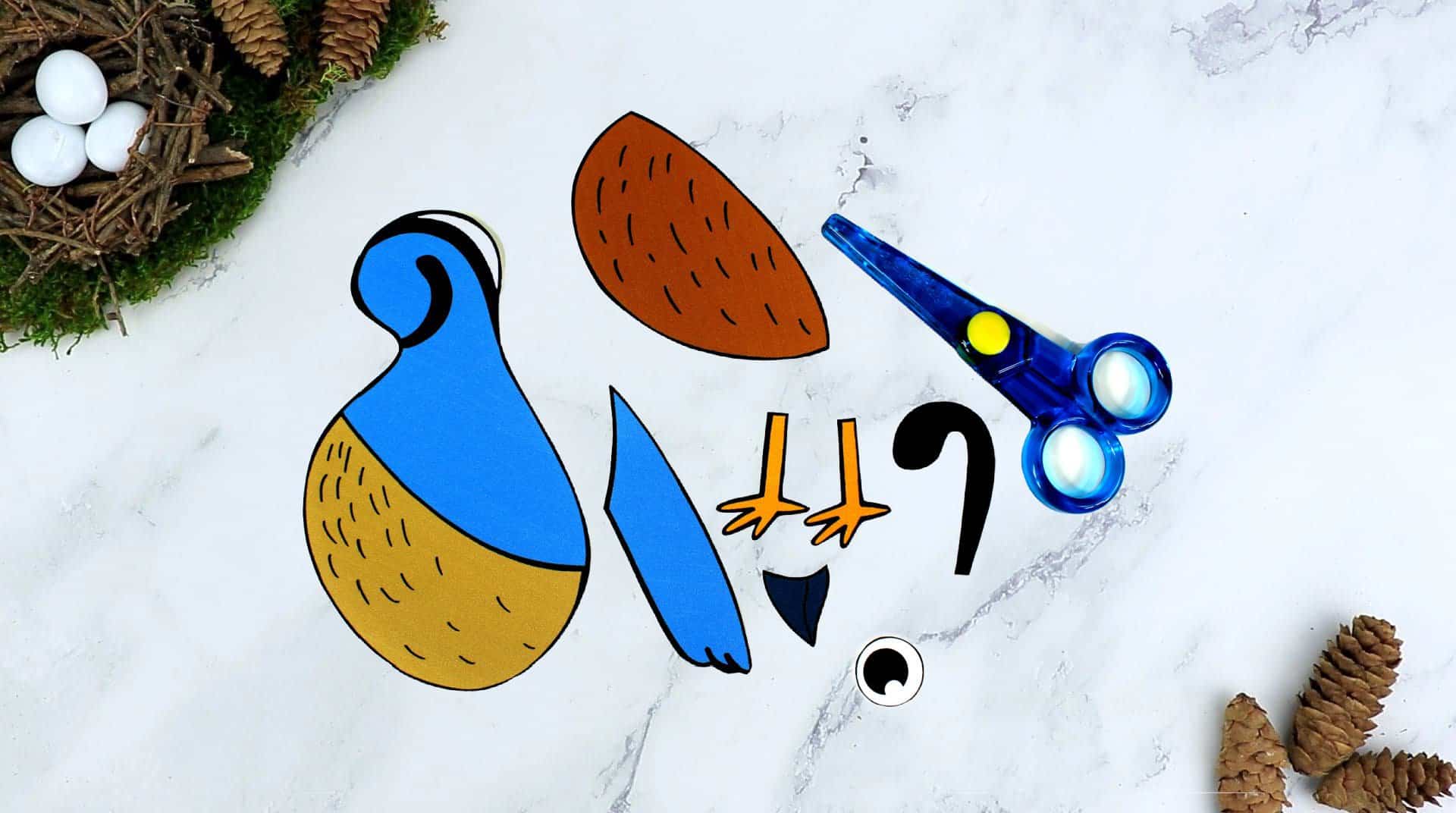 Free Printable Quail Craft for Kids, preschoolers toddlers and kindergartners