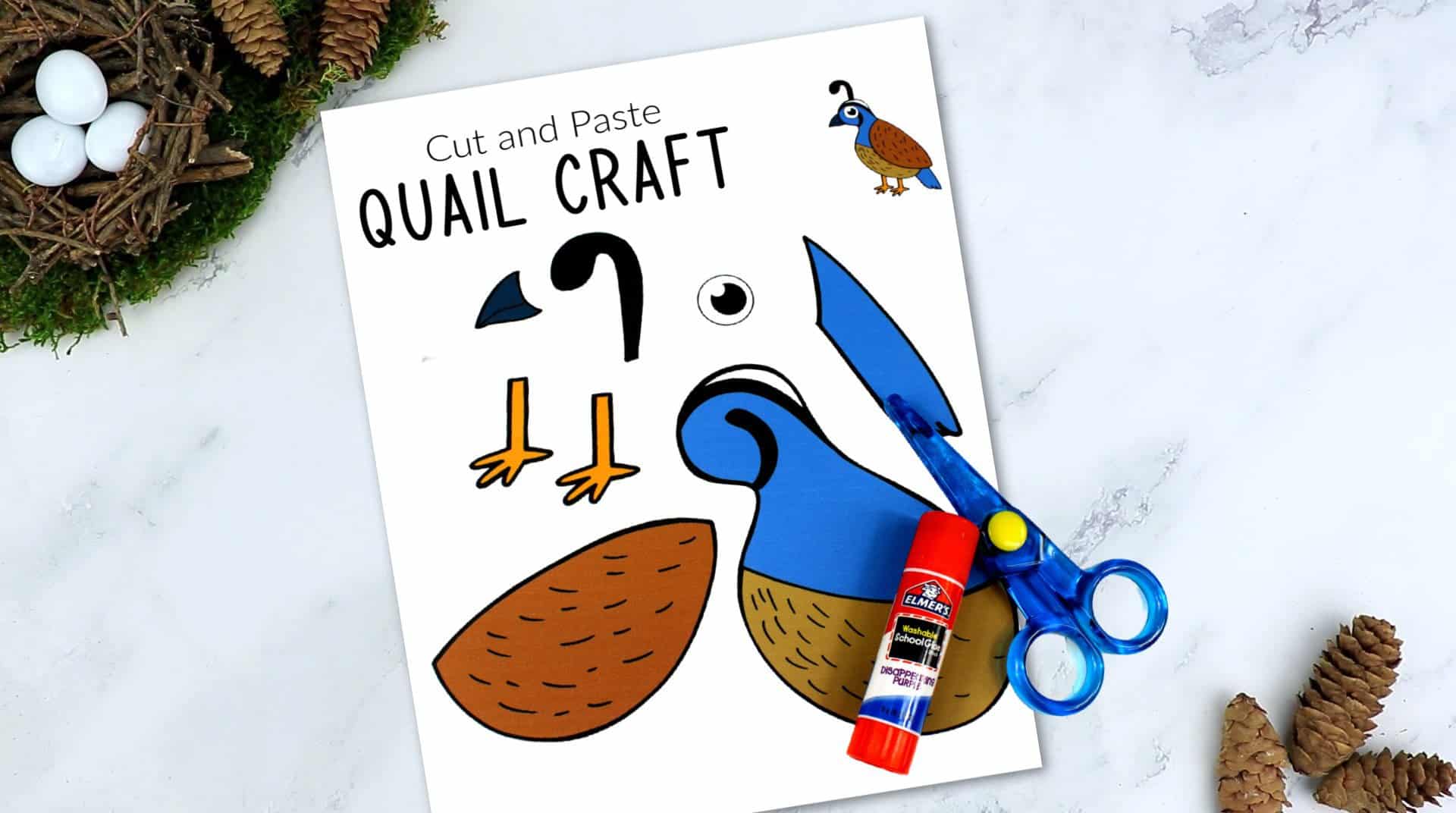 Free Printable Quail Craft for Kids, preschoolers toddlers and kindergartners
