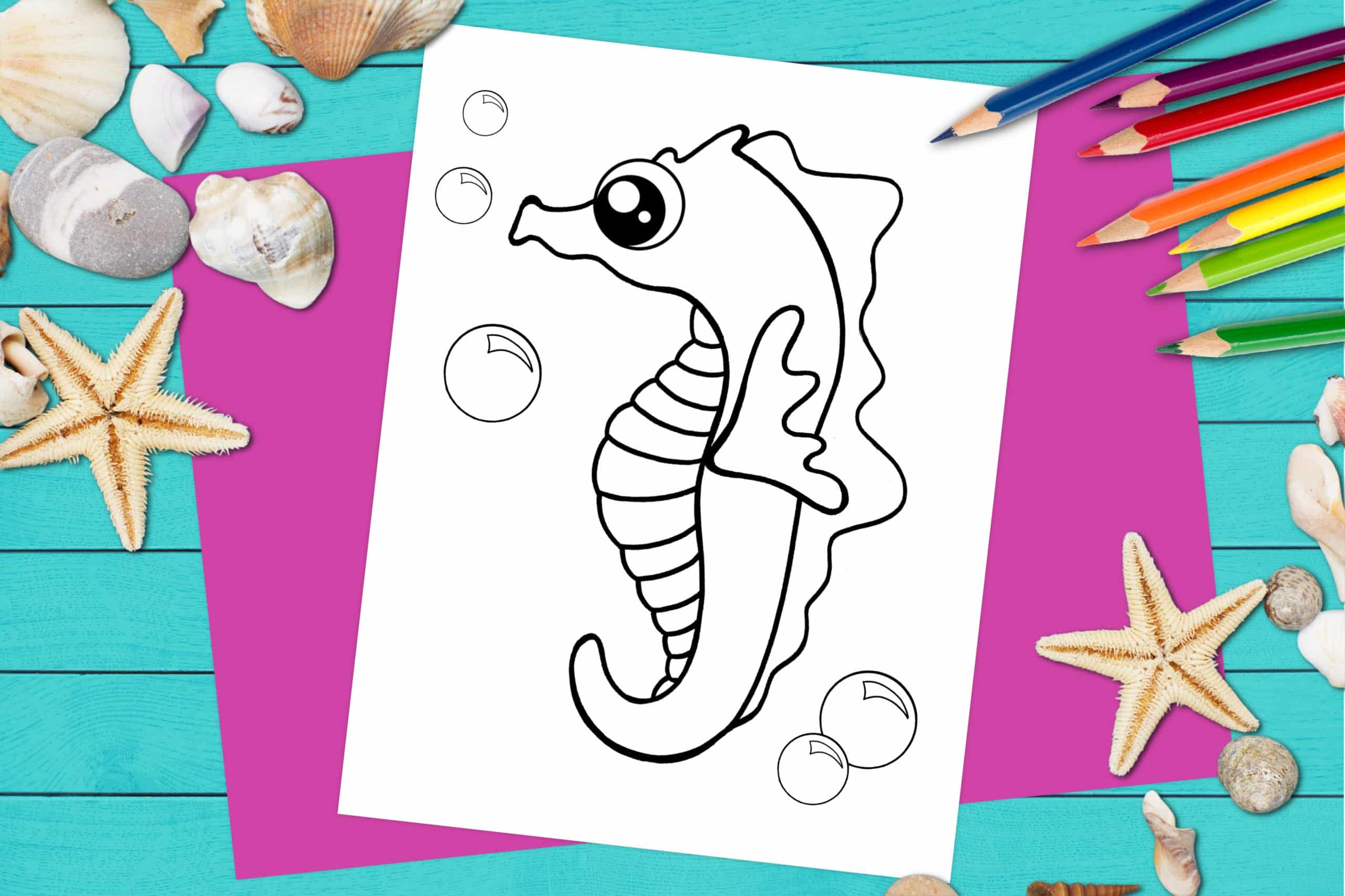 Free Printable Seahorse Ocean Animal Coloring Page for kids