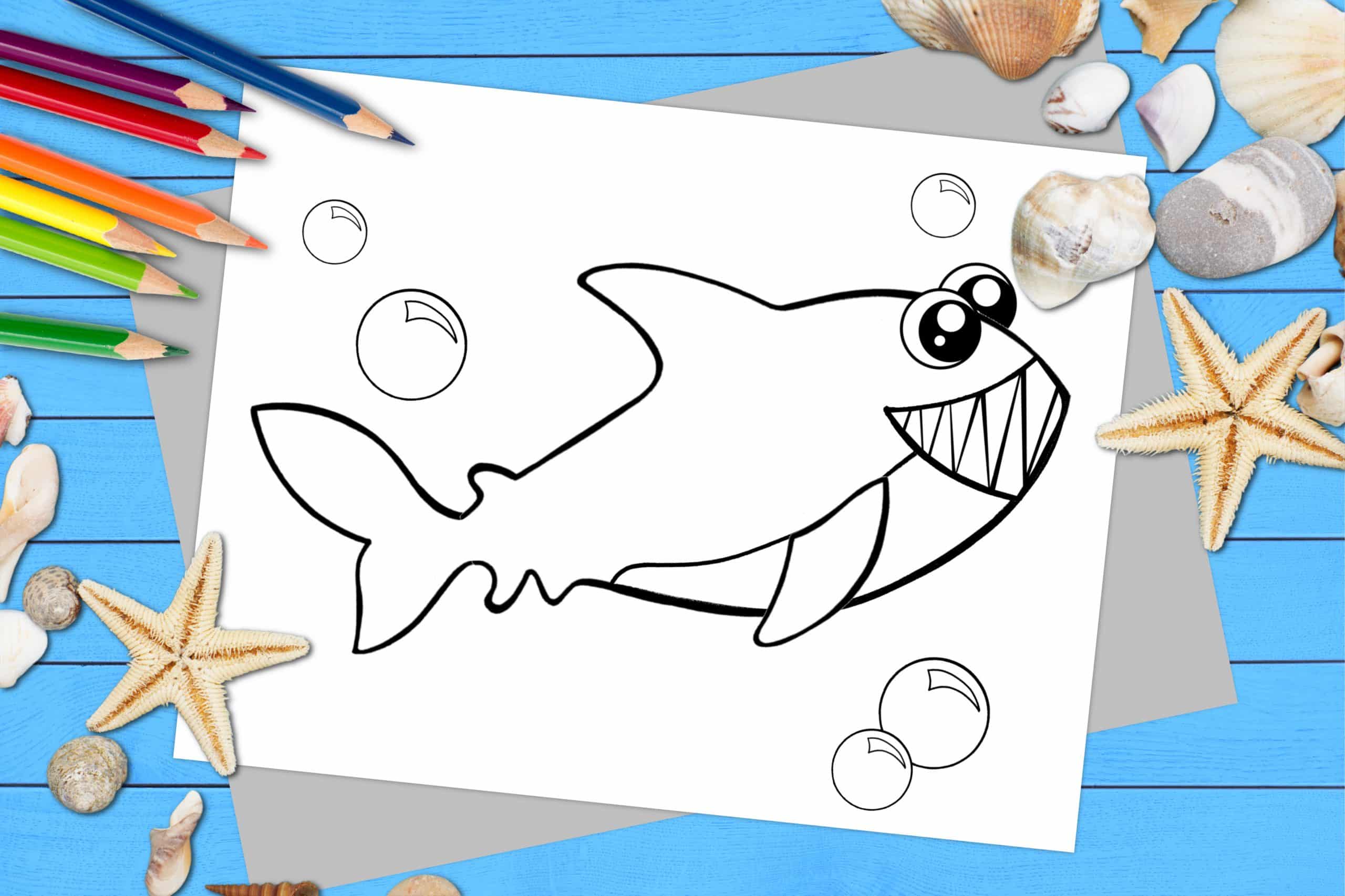 Free Printable Shark Ocean Animal Coloring Page for kids